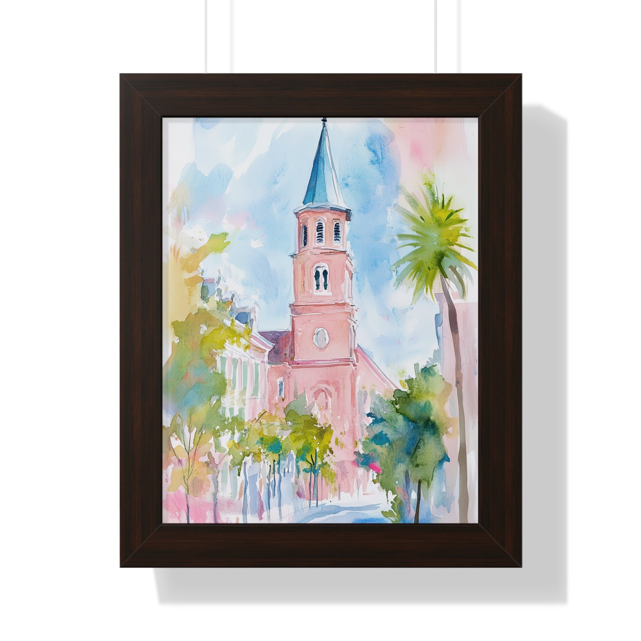 Framed Paper Print - Charleston Steeple in Pastel Haze