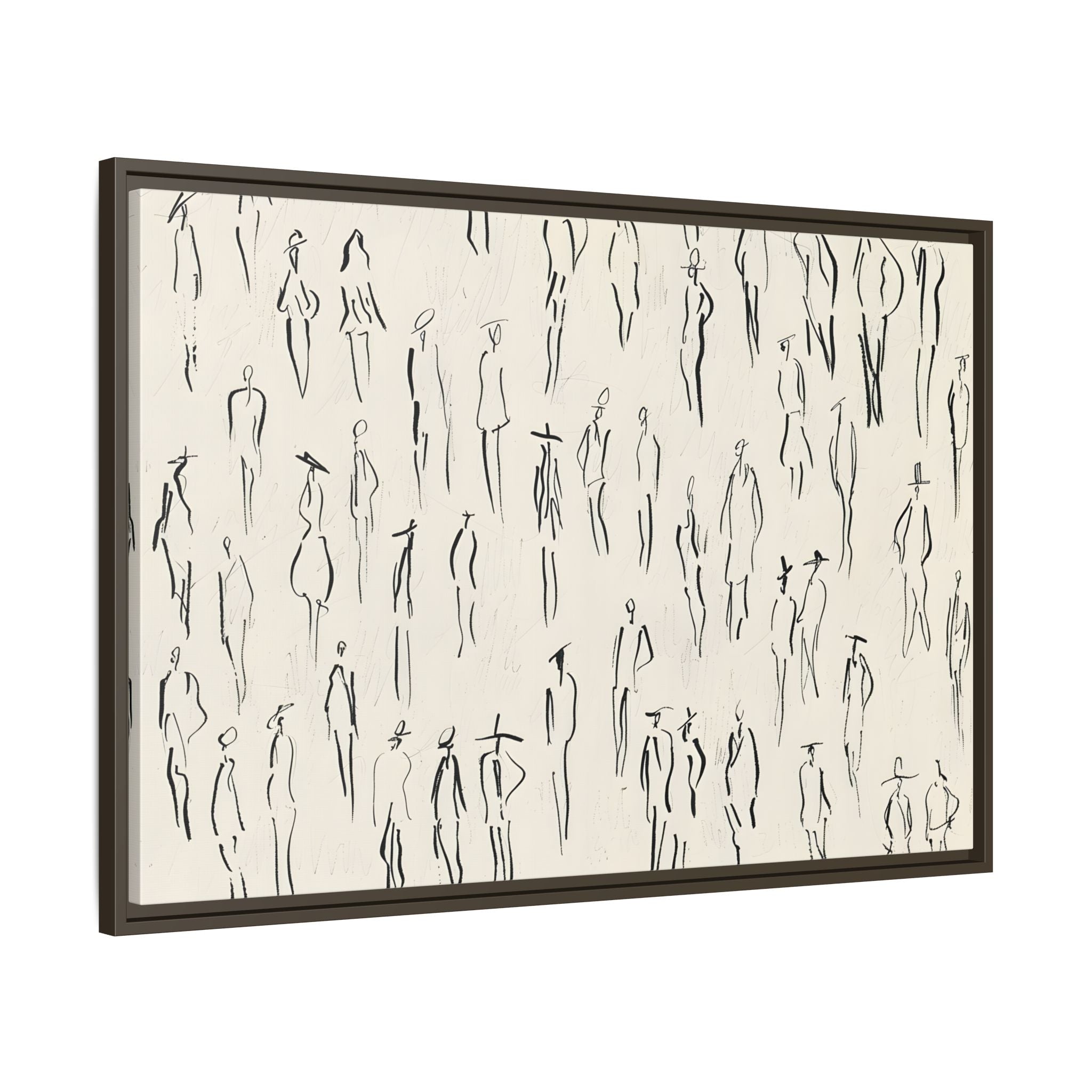 Framed Canvas - Crowd in Motion Linework