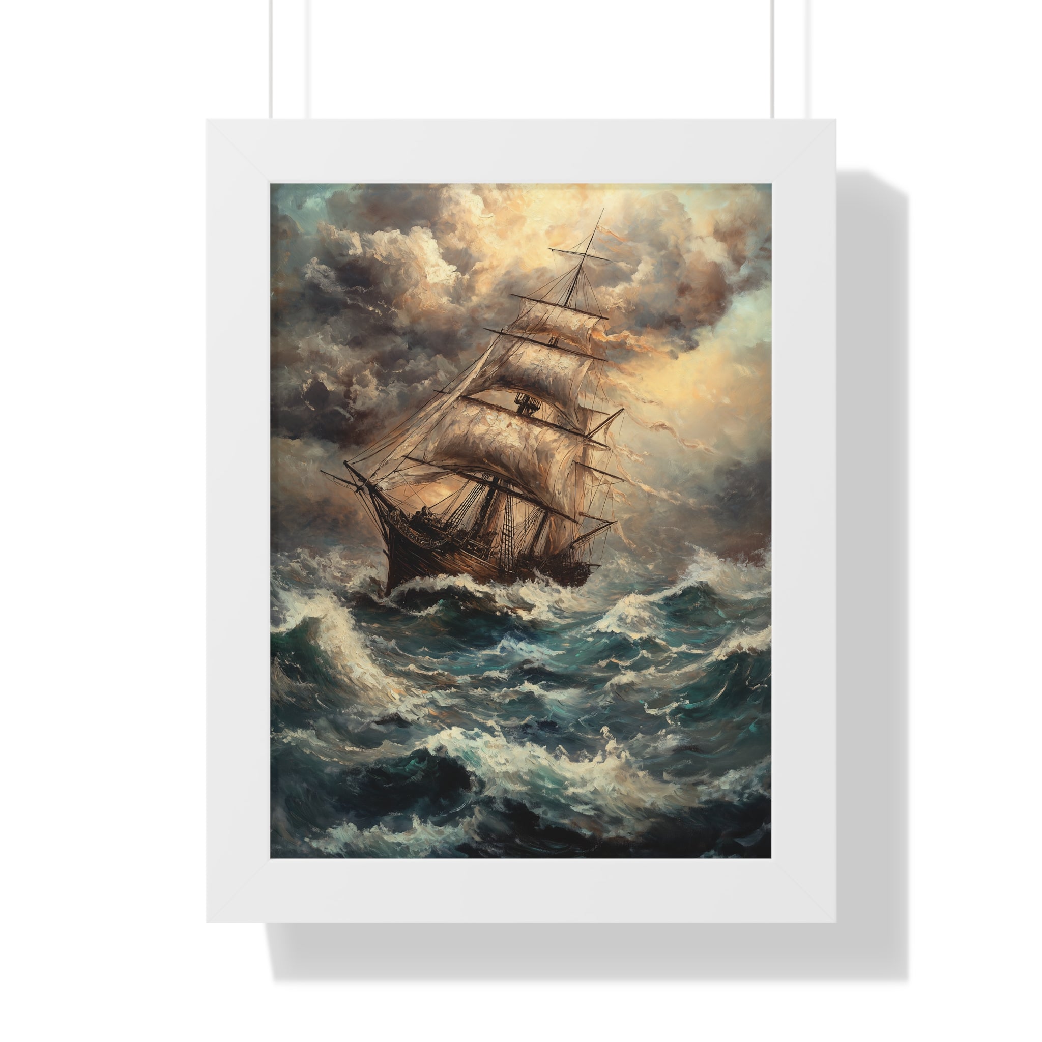 Framed Paper Print - Stormy Voyage Sailing Ship