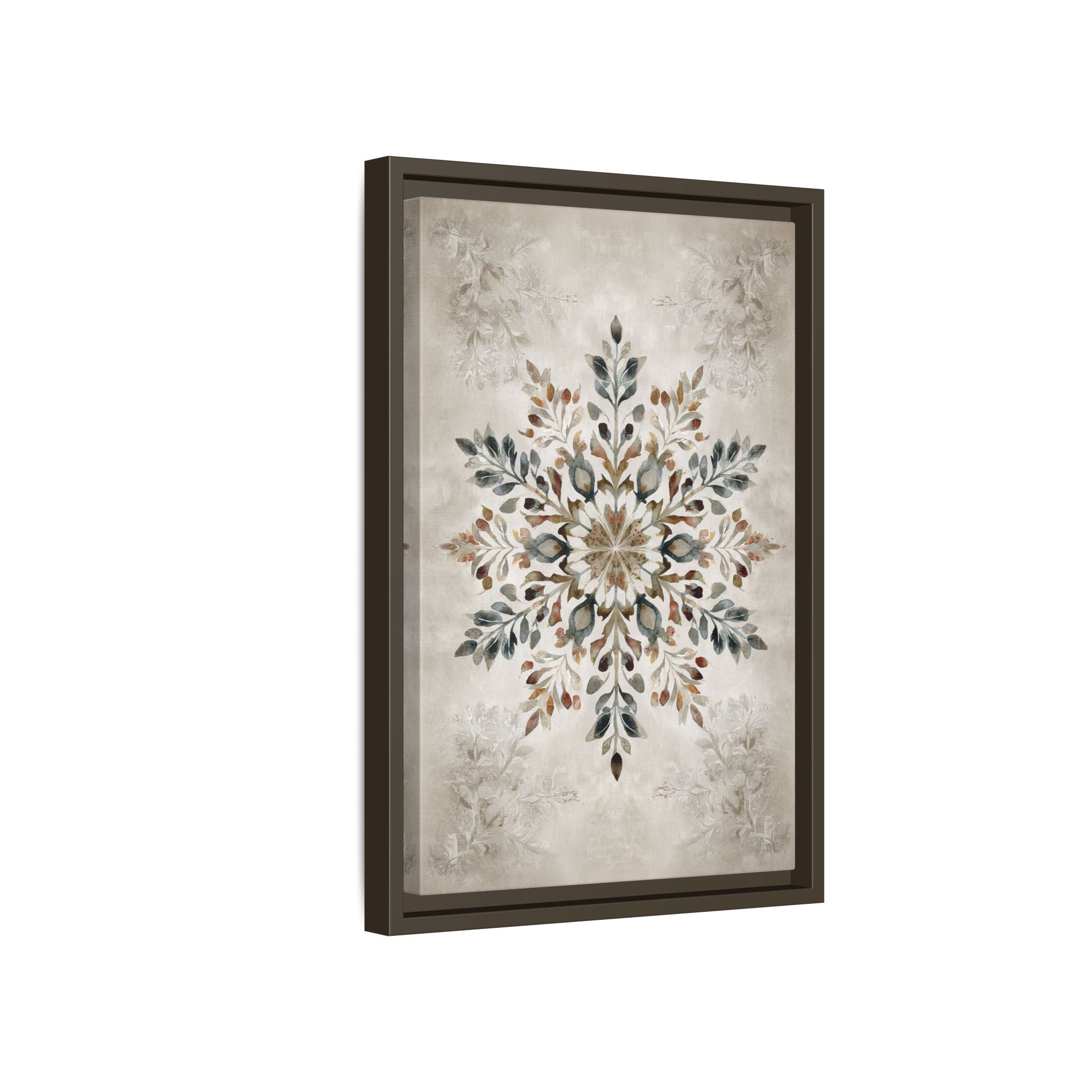 Framed Canvas - Nordic Botanical Snowflake