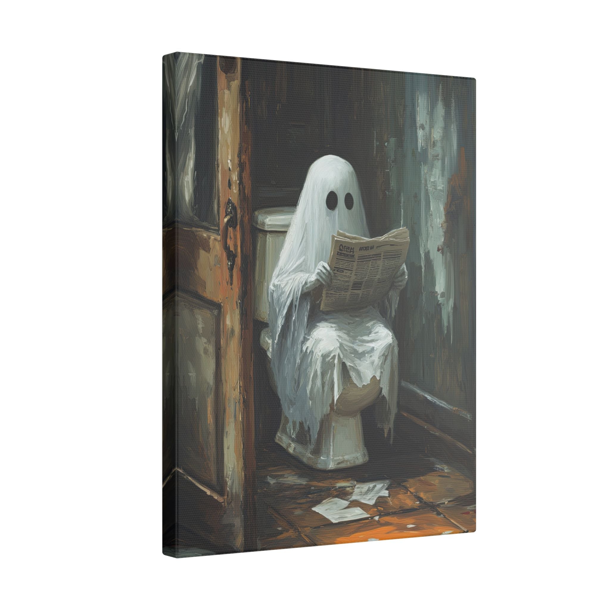 .75" Matte Canvas - Ghostly Bathroom Break