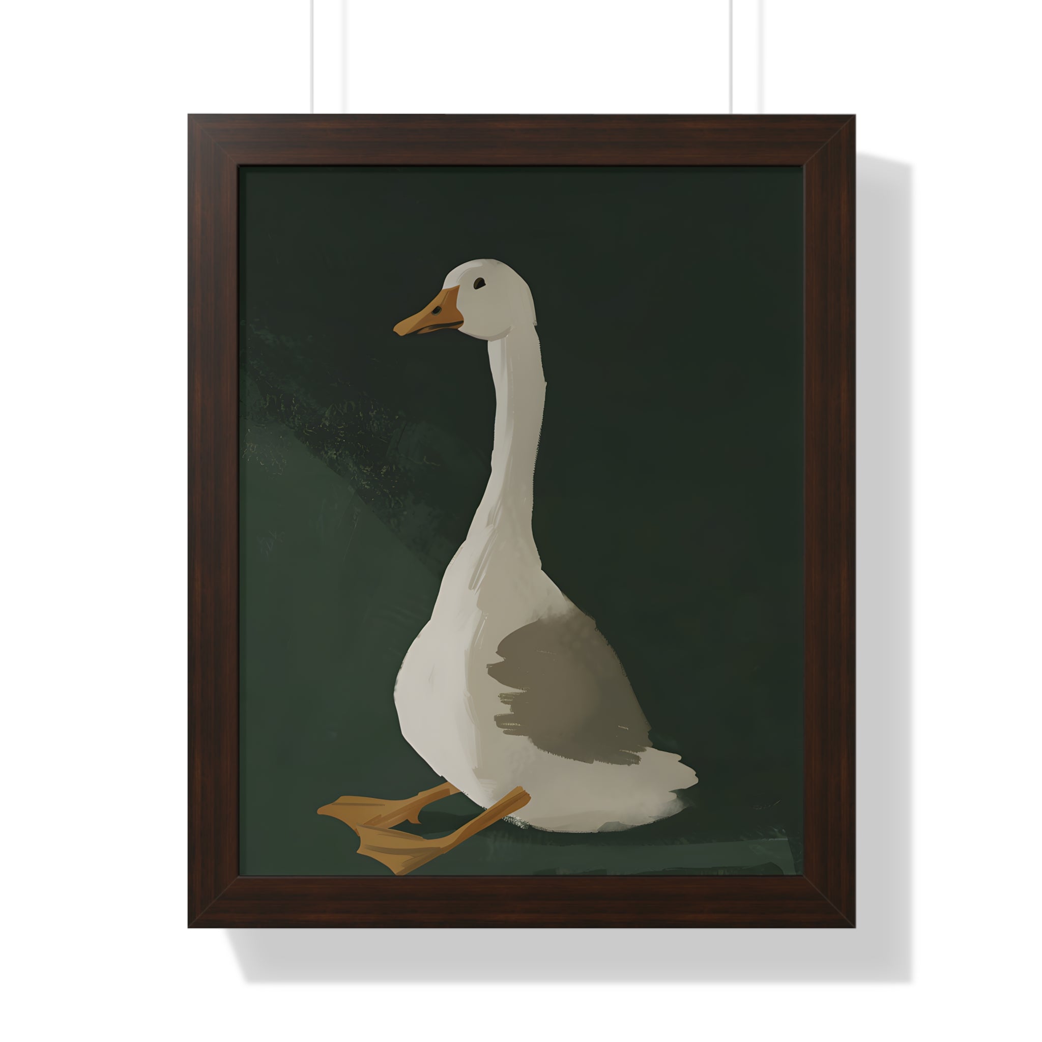 Framed Paper Print - Sitting Goose in Spotlight