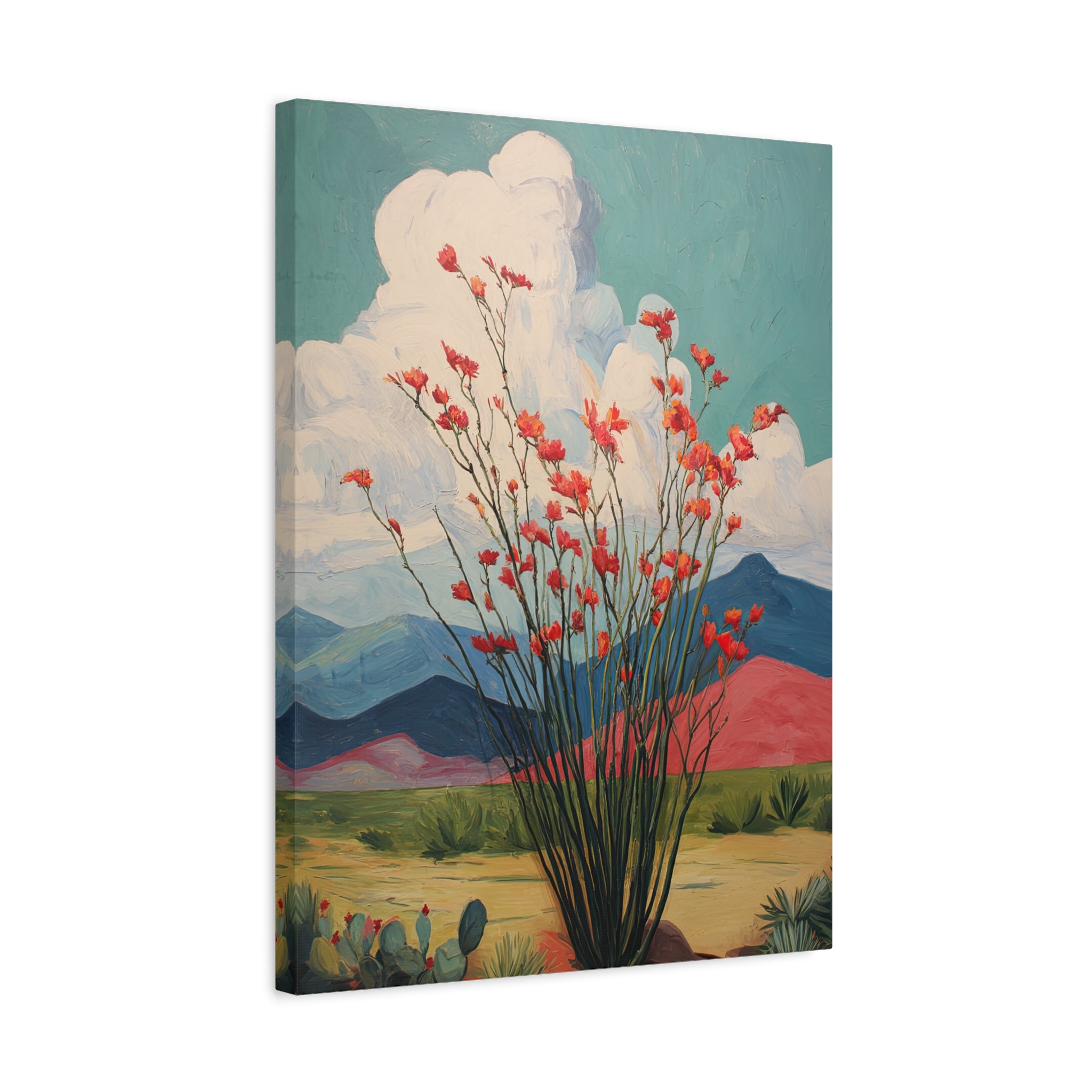 1.25" Matte Canvas - Ocotillo Cactus Desert Bloom