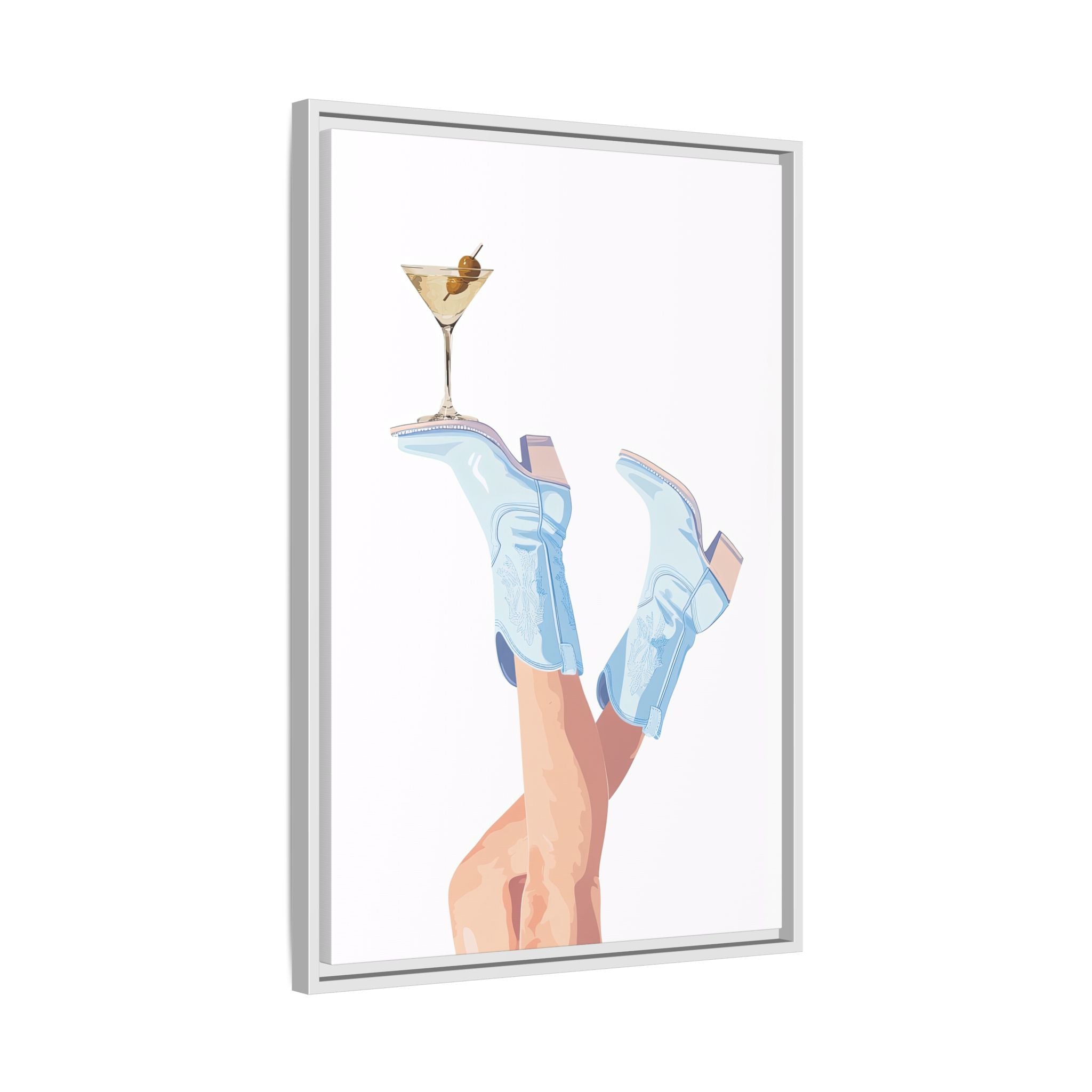 Framed Canvas - Boots Up, Cheers Babe