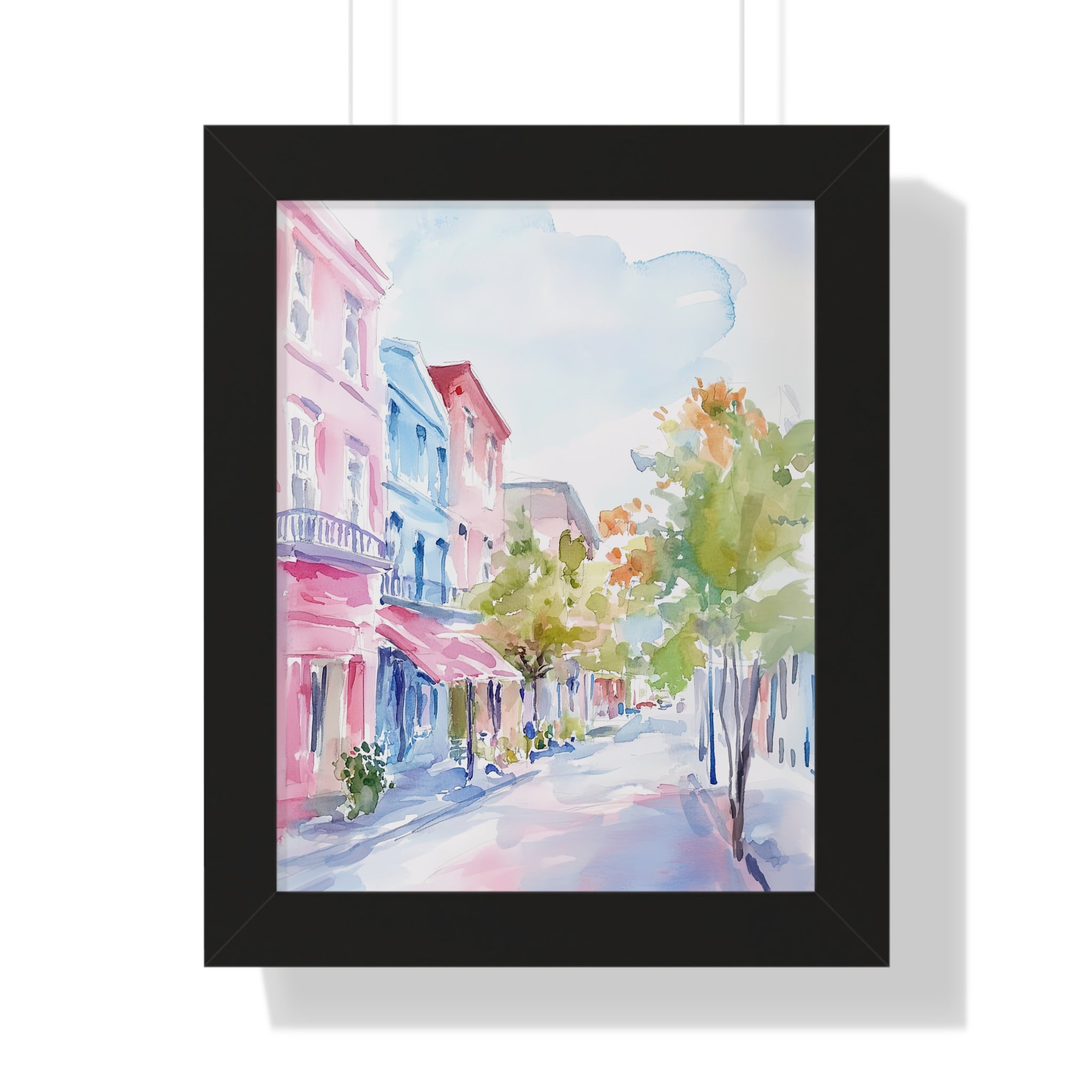 Framed Paper Print - Pastel Charleston Street Scene