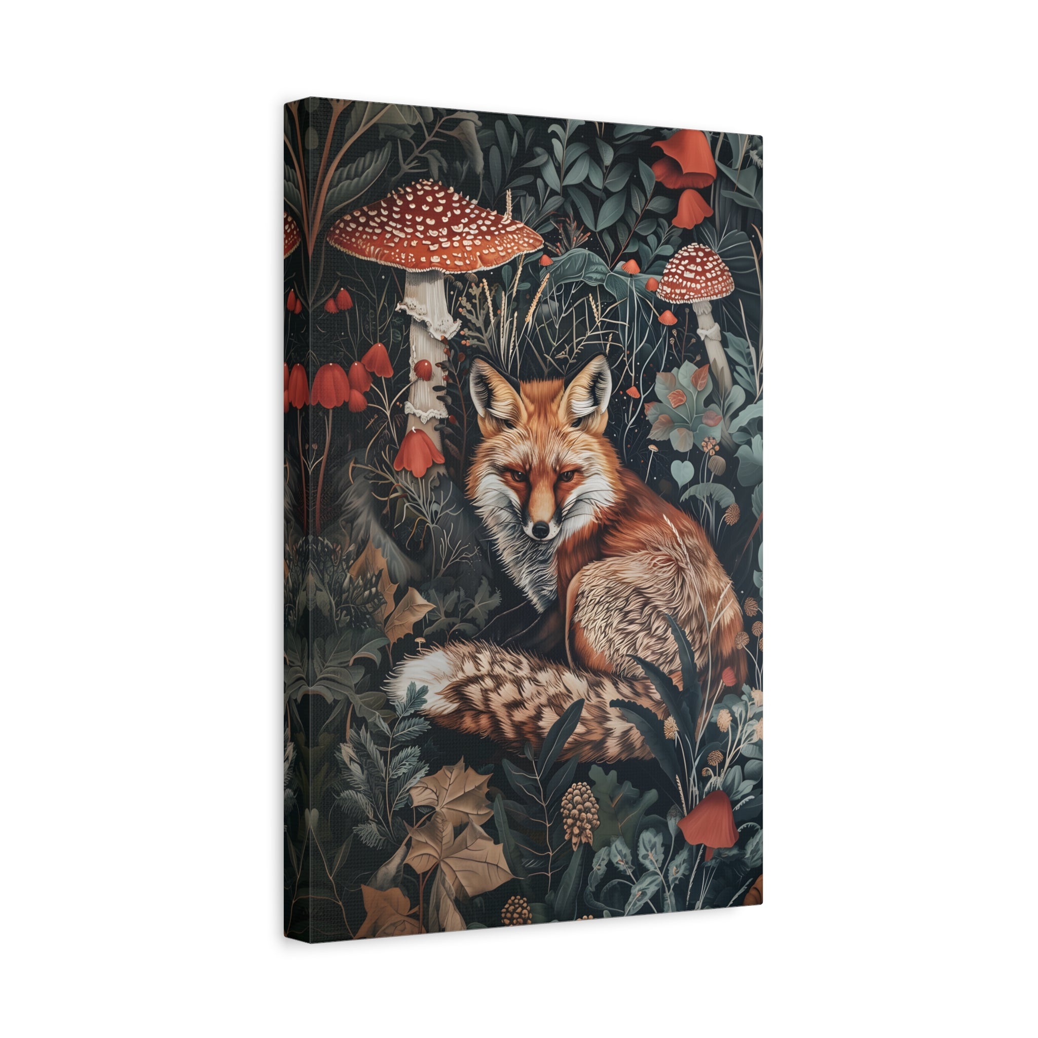 1.25" Matte Canvas - Forest Fox with Mushrooms