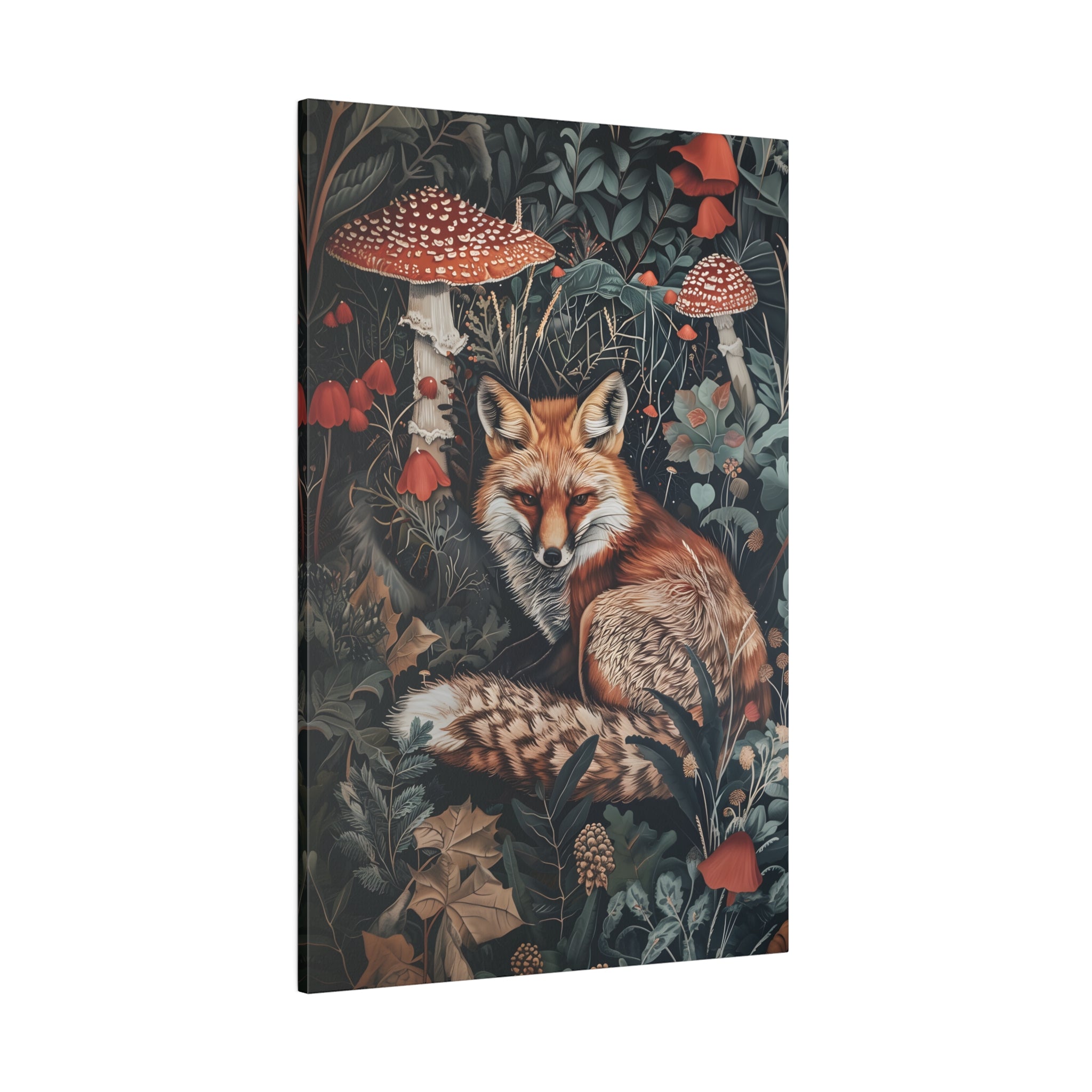 .75" Matte Canvas - Forest Fox with Mushrooms