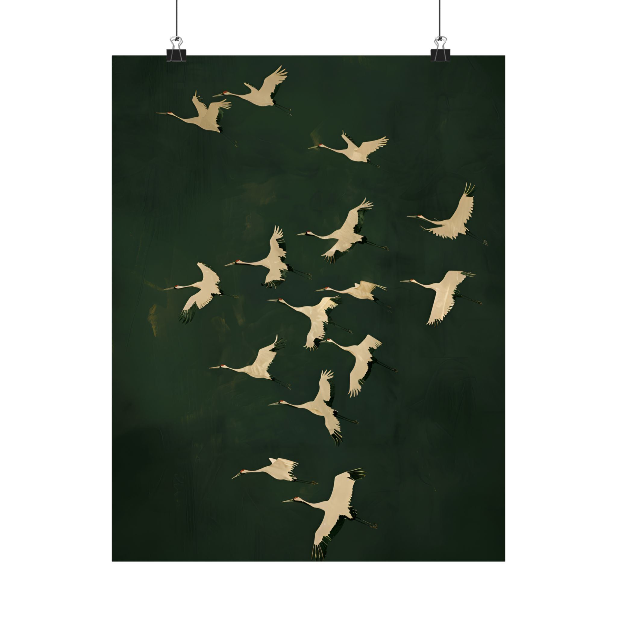 Emerald Sky Japanese Cranes