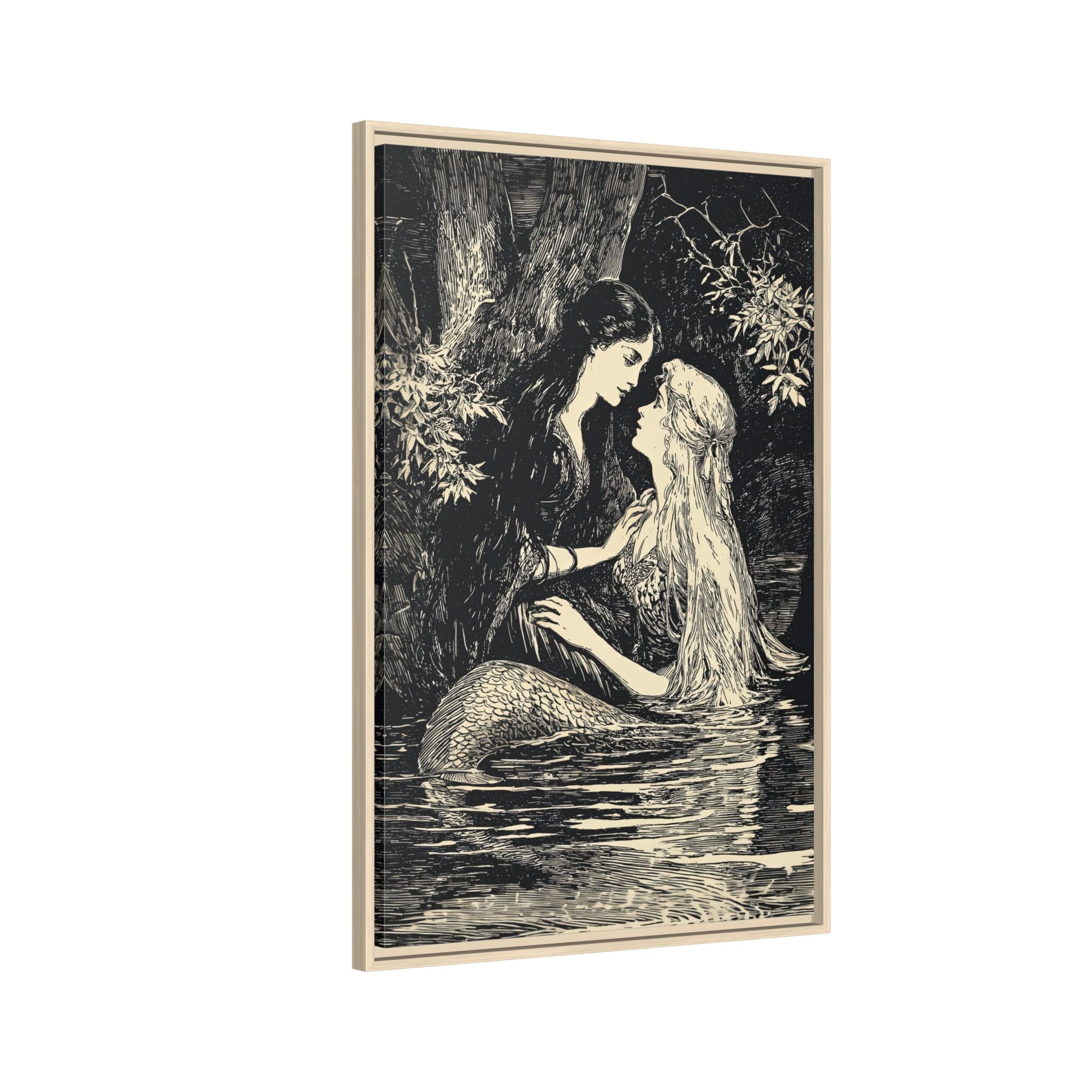 Framed Canvas - Mermaid Fairy Midnight Kiss