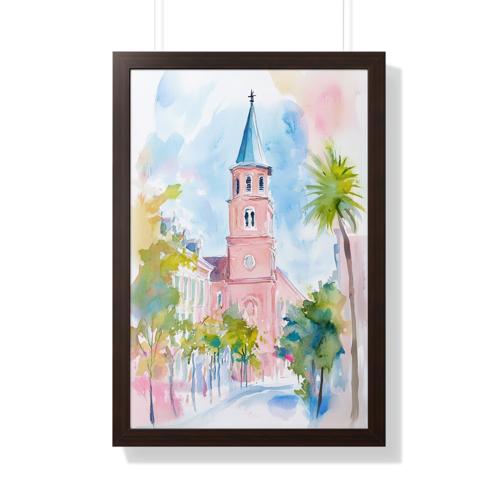 Framed Paper Print - Charleston Steeple in Pastel Haze