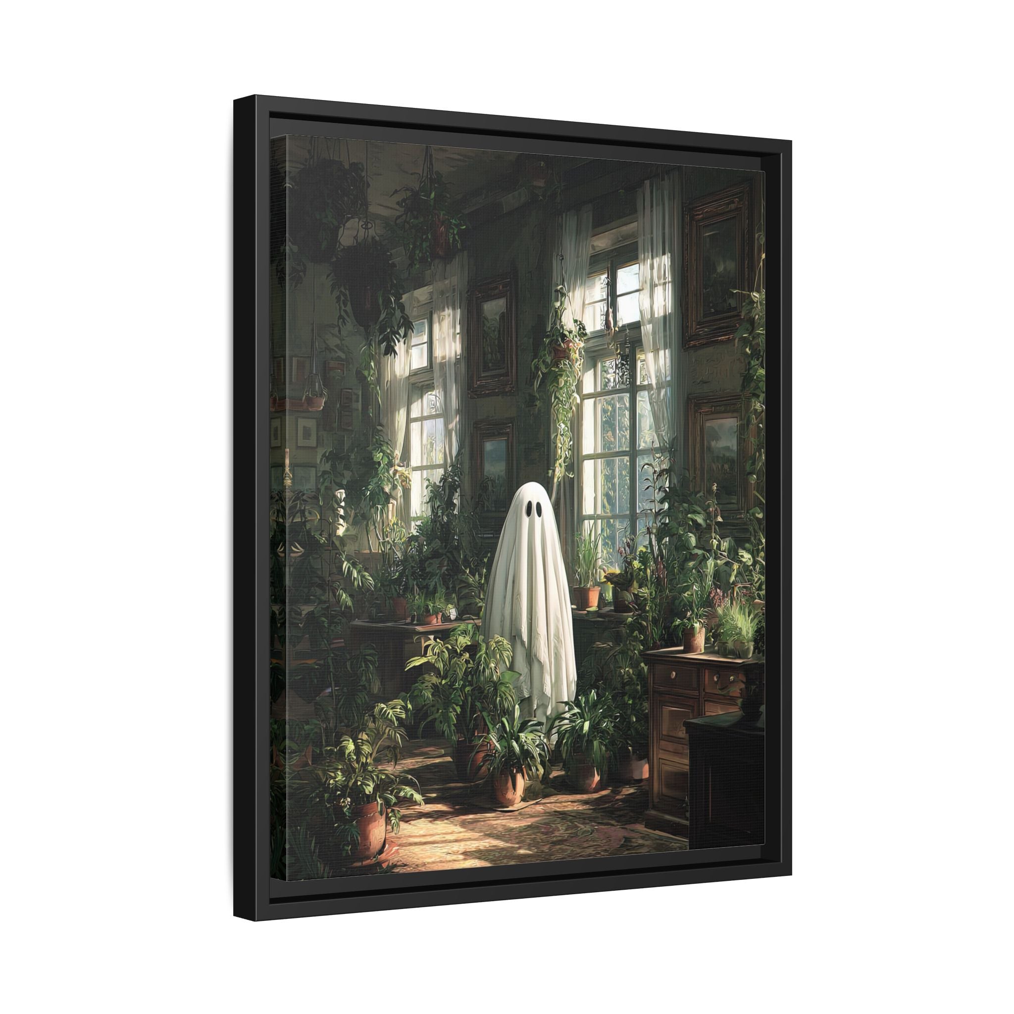 Framed Canvas - Ghost Among Houseplants