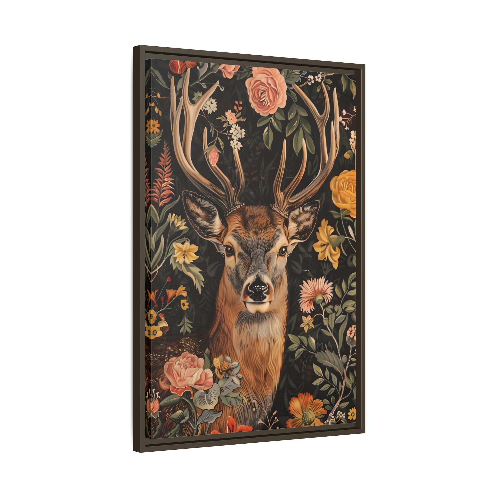 Framed Canvas - Floral Deer Majesty