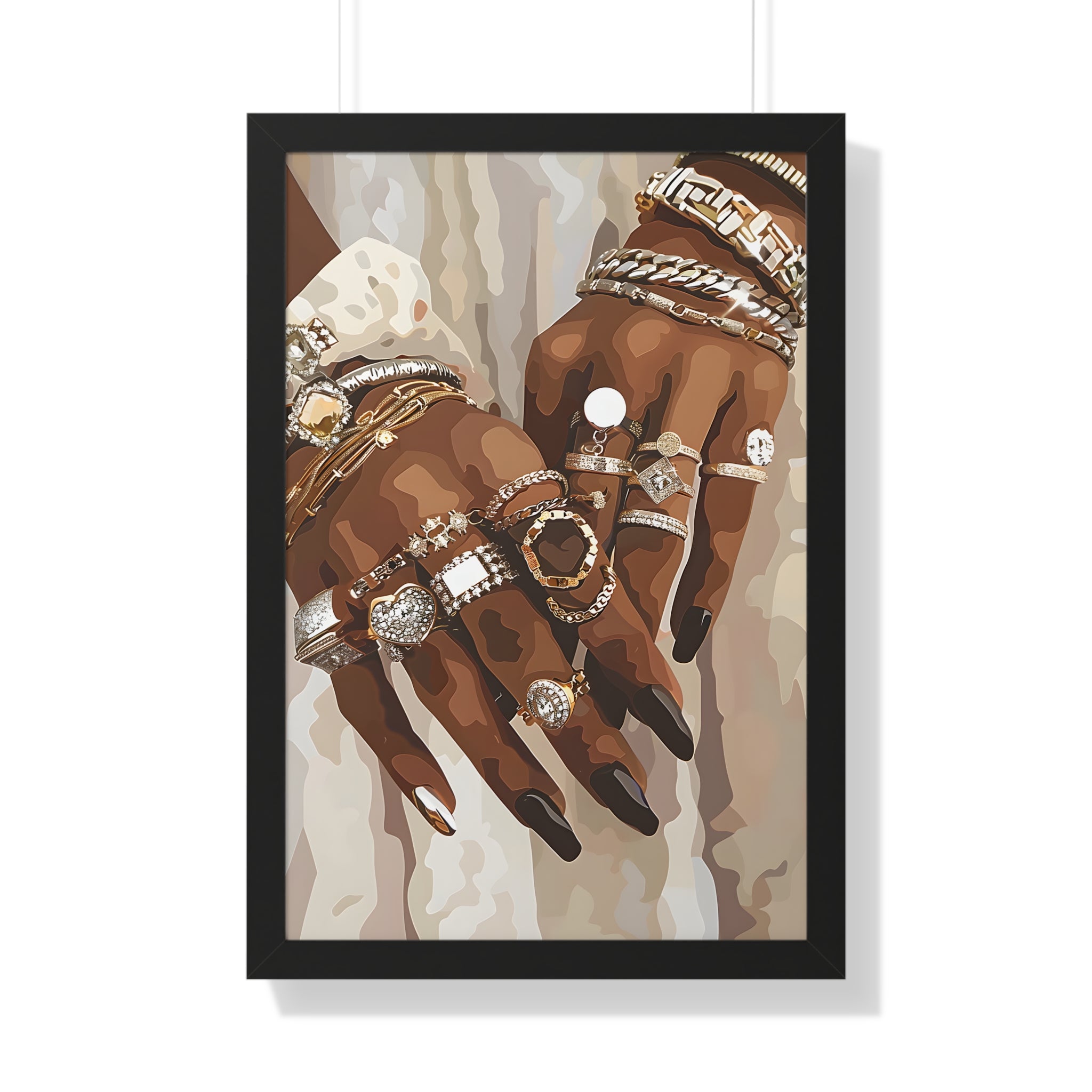Framed Paper Print - Layered Luxe Jewelry Hands
