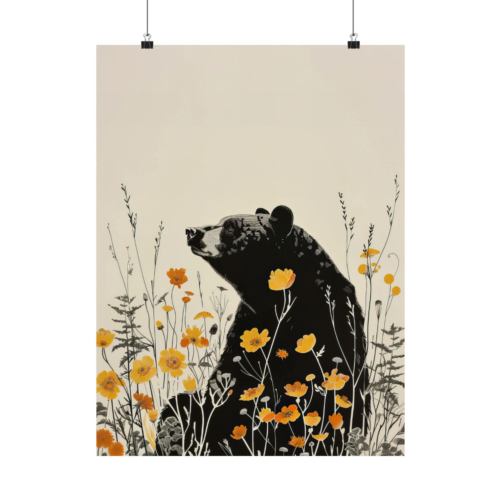 Black Bear in Wildflowers