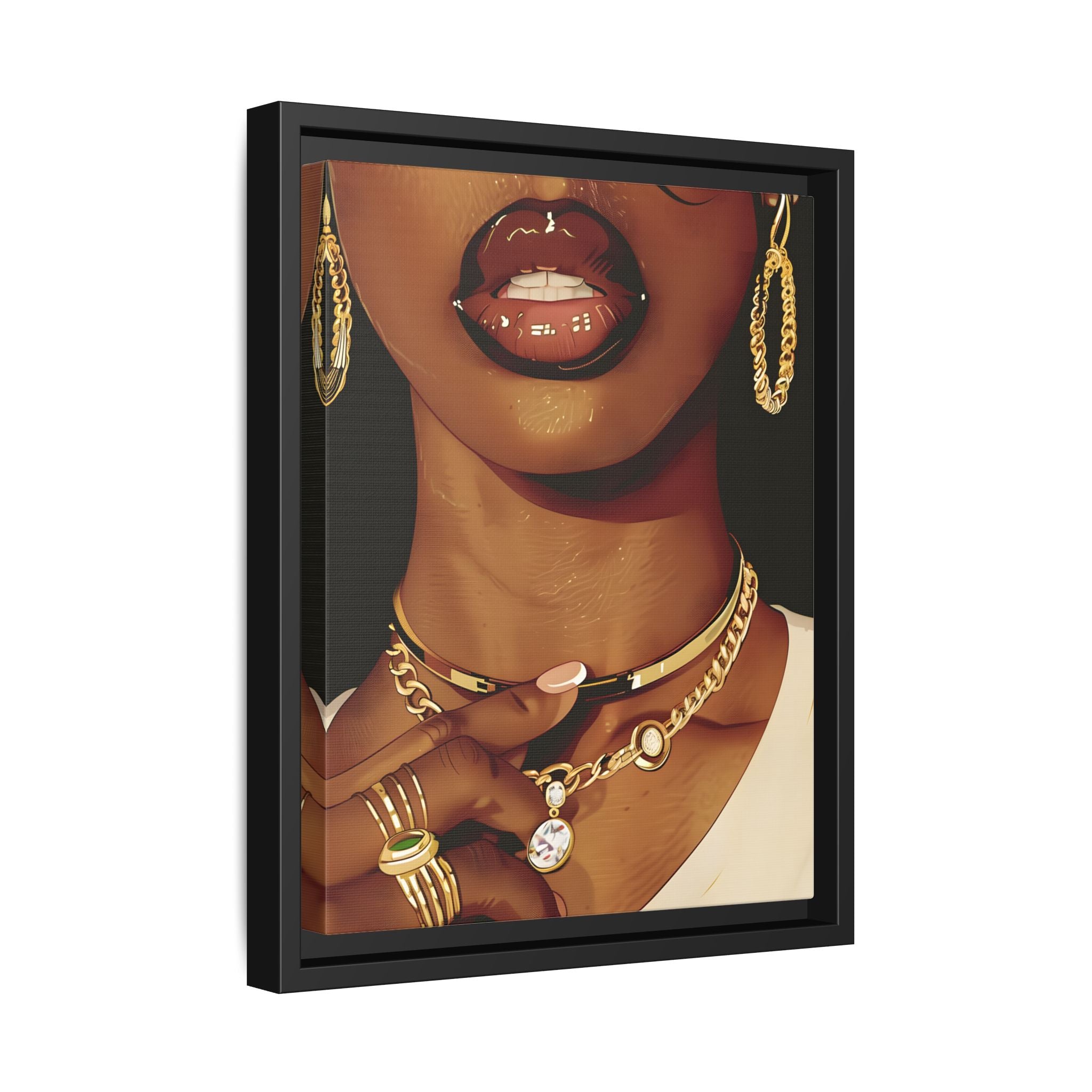 Framed Canvas - Golden Luxe Confidence Portrait
