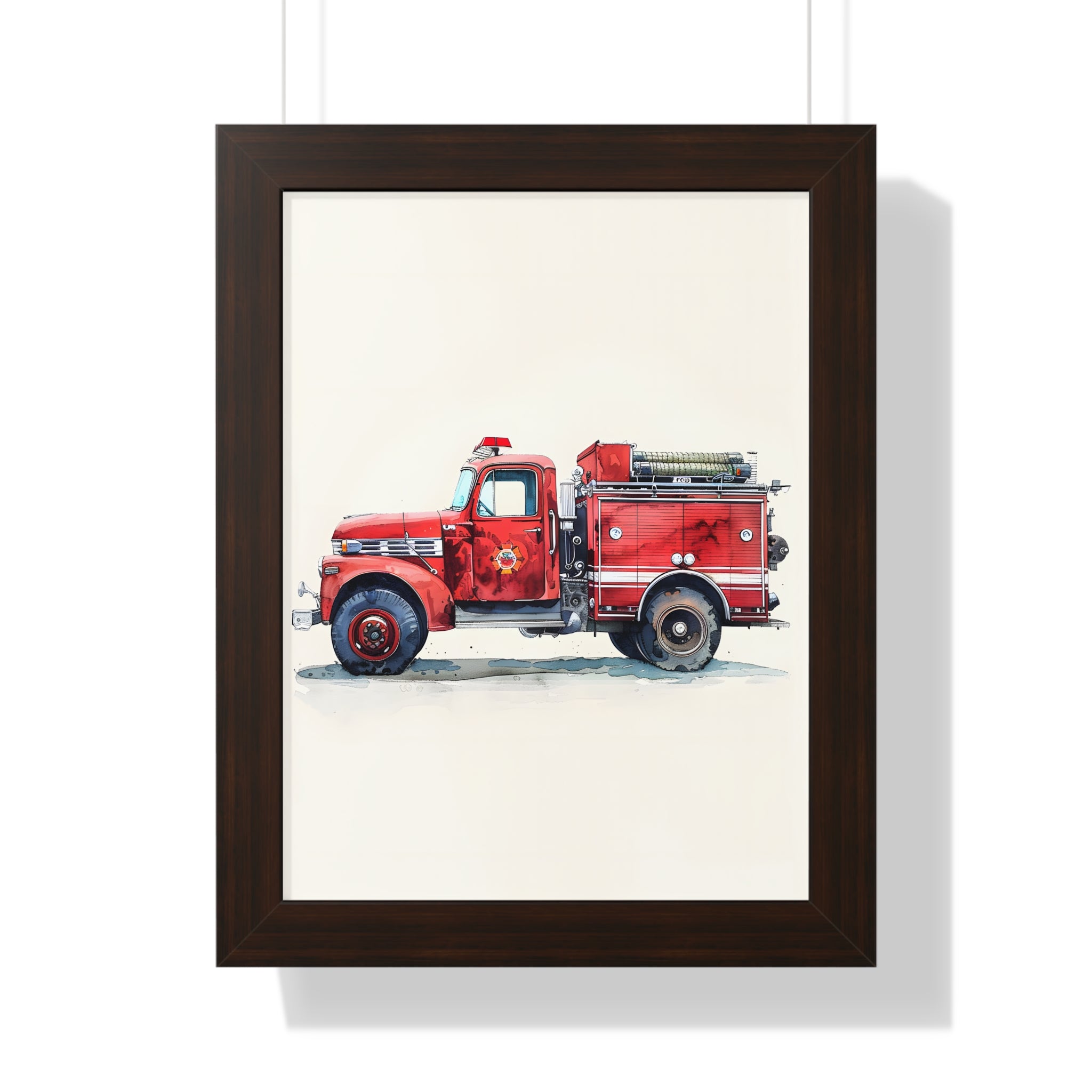 Framed Paper Print - Vintage Firetruck Nursery