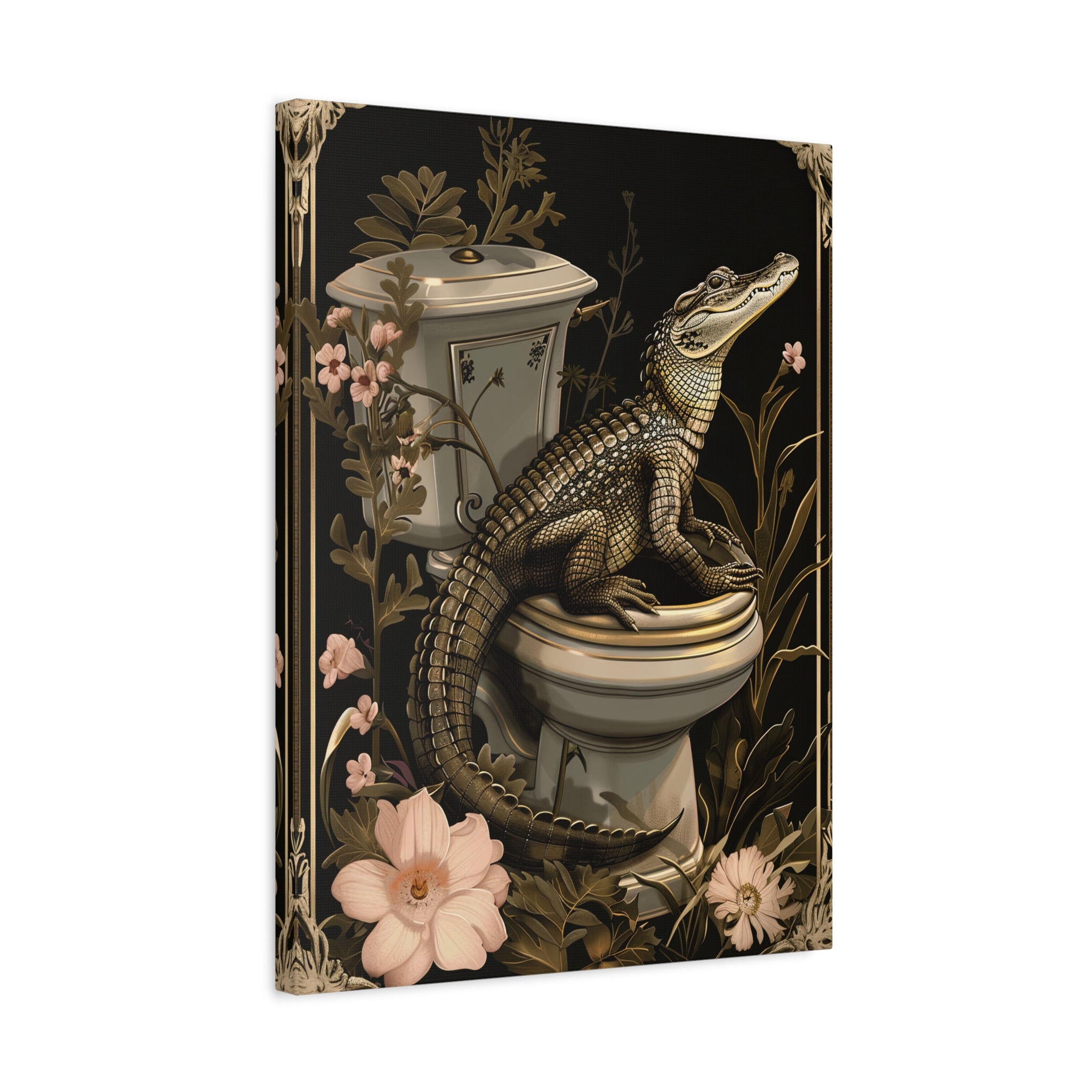 1.25" Matte Canvas - Toilet Gator Floral Surprise