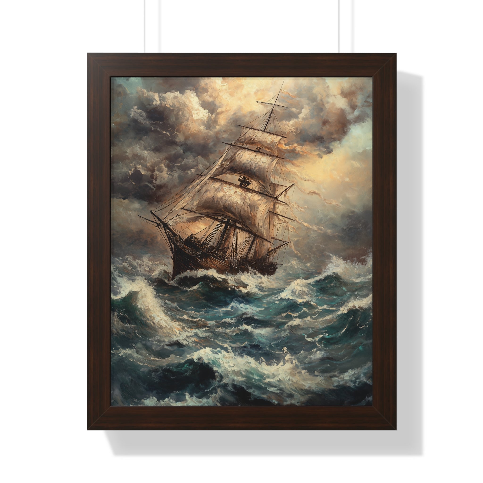 Framed Paper Print - Stormy Voyage Sailing Ship
