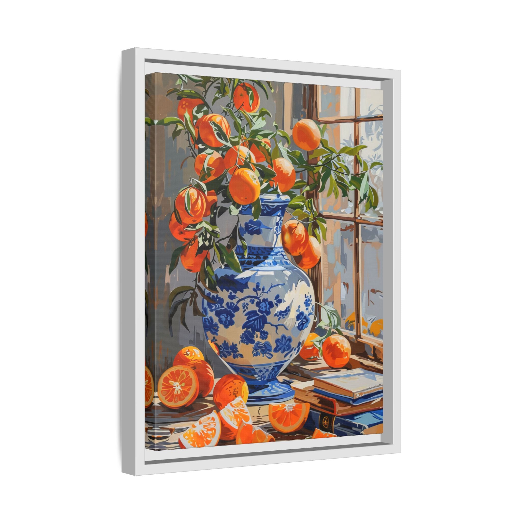 Framed Canvas - Sunlit Citrus & Porcelain