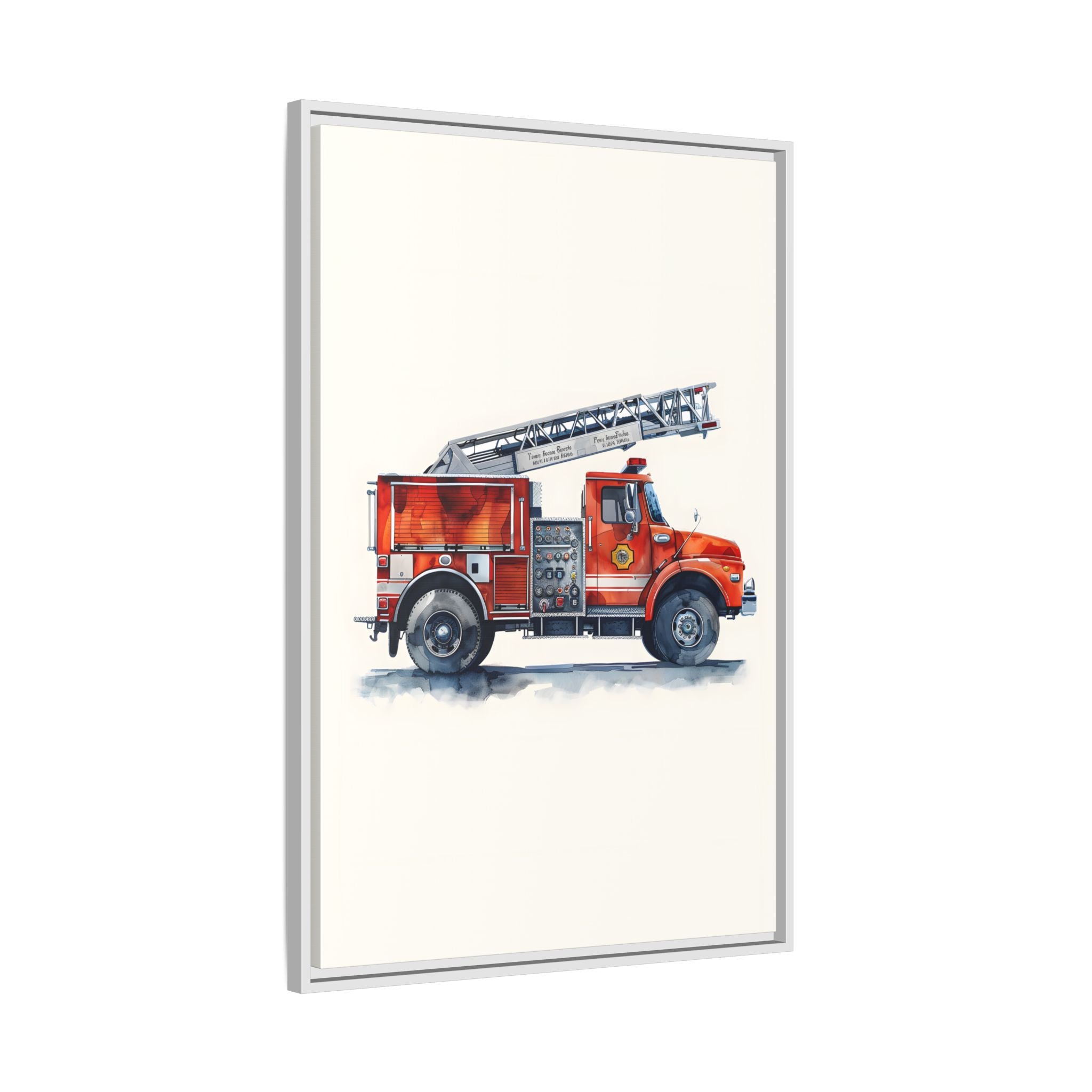 Framed Canvas - Ladder Firetruck Nursery