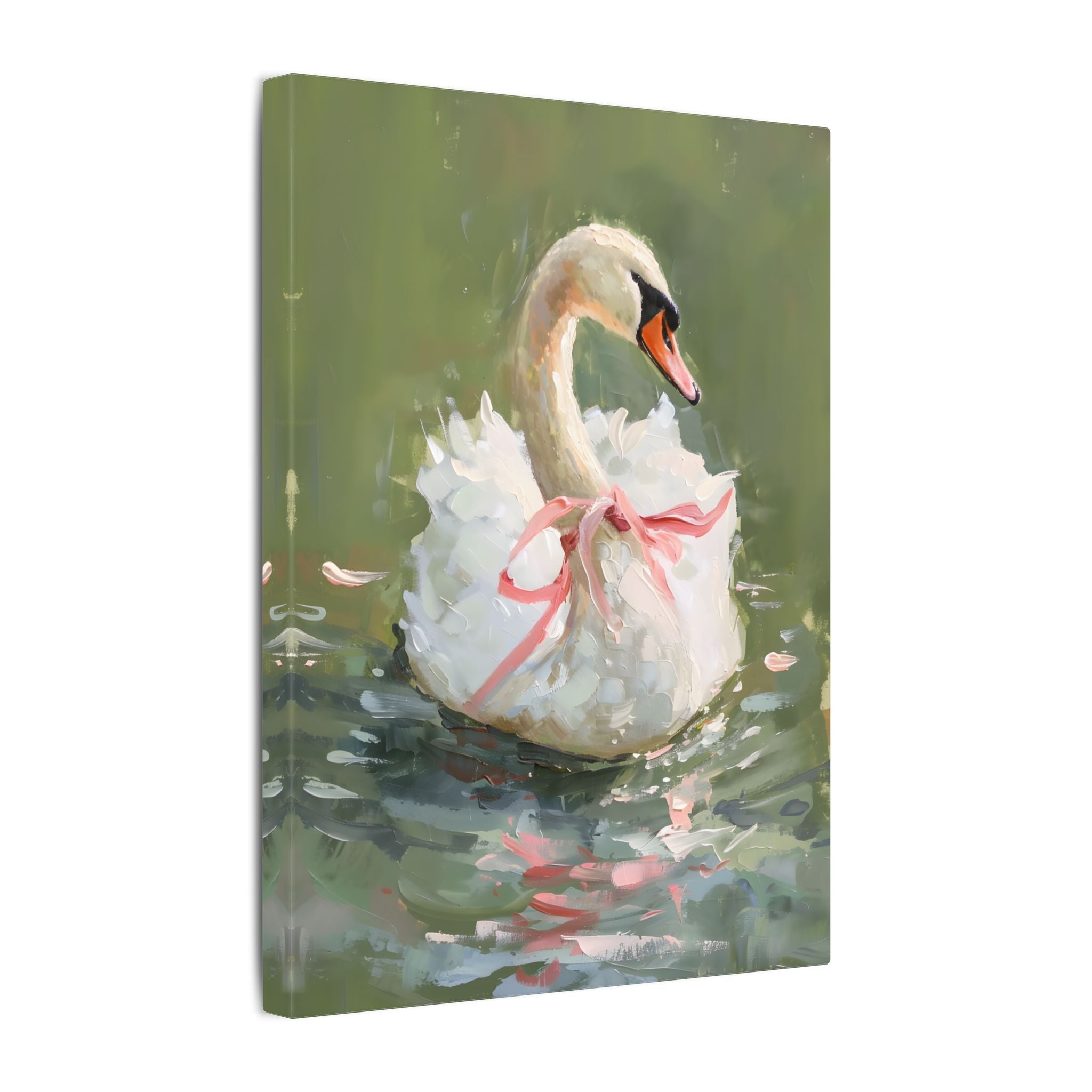 .75" Matte Canvas - Ballet Swan in Pink Bow