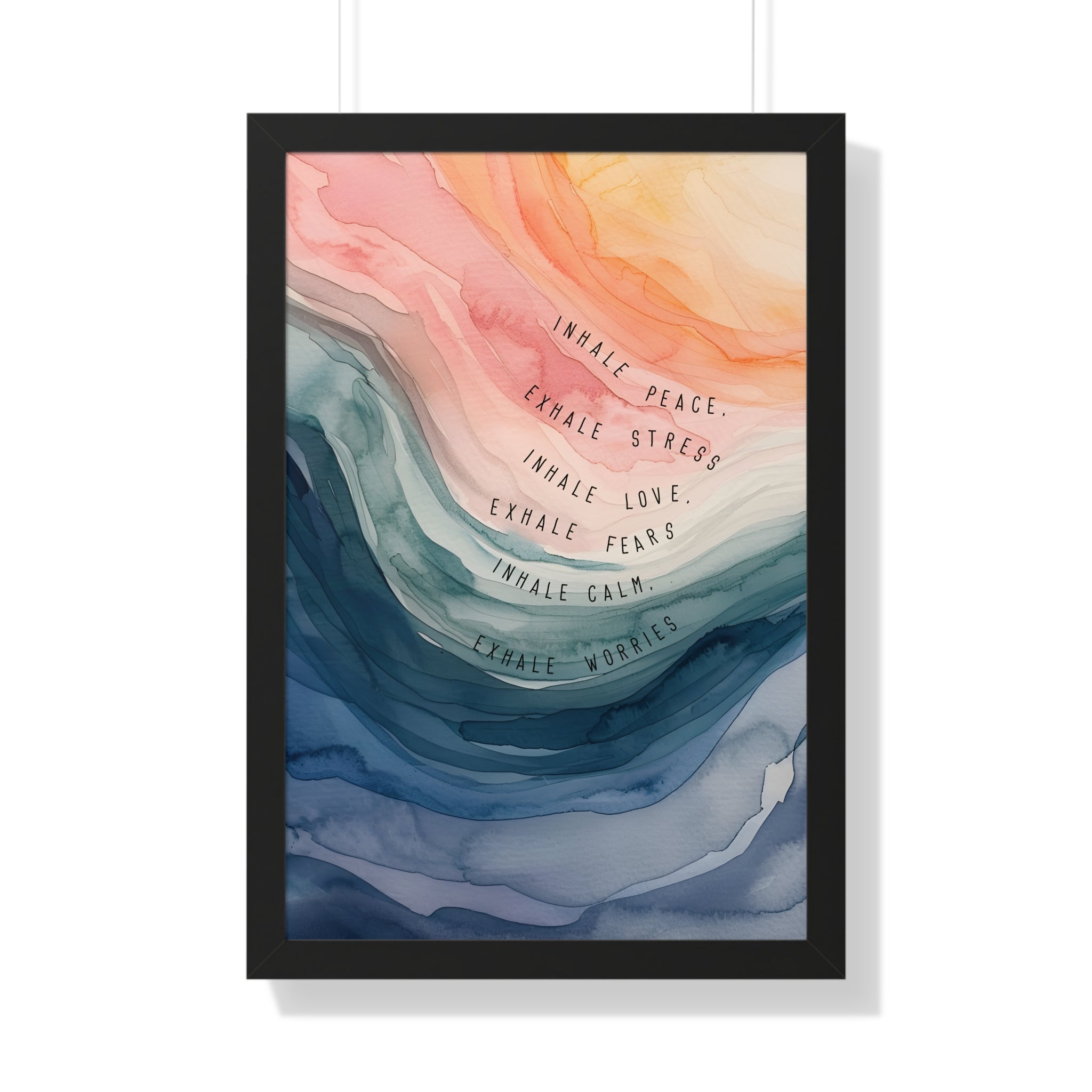 Framed Paper Print - Inhale Exhale Watercolor Calm