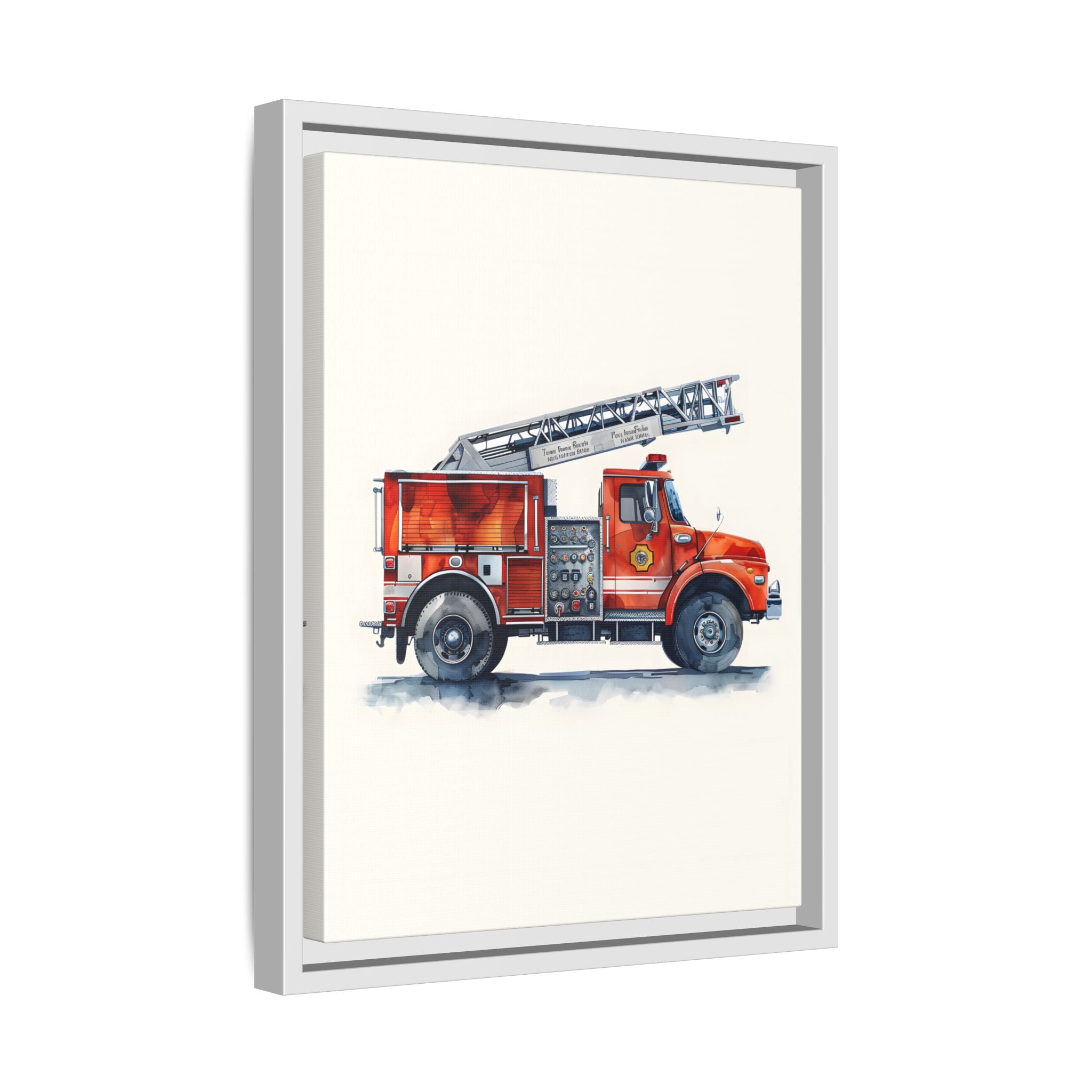 Framed Canvas - Ladder Firetruck Nursery