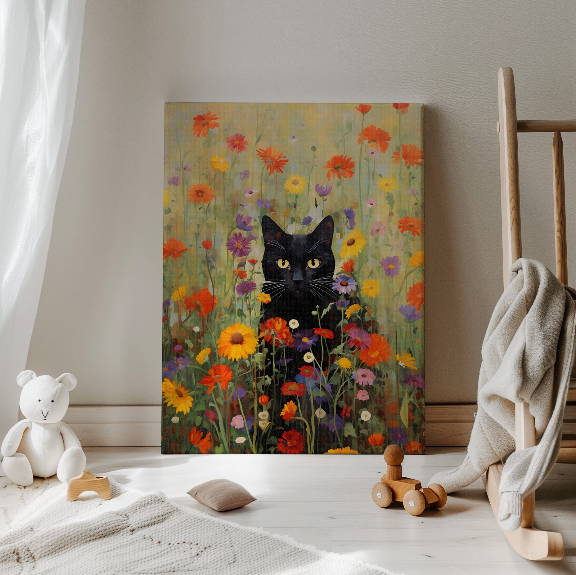 .75" Matte Canvas - Feline Floral Fantasia