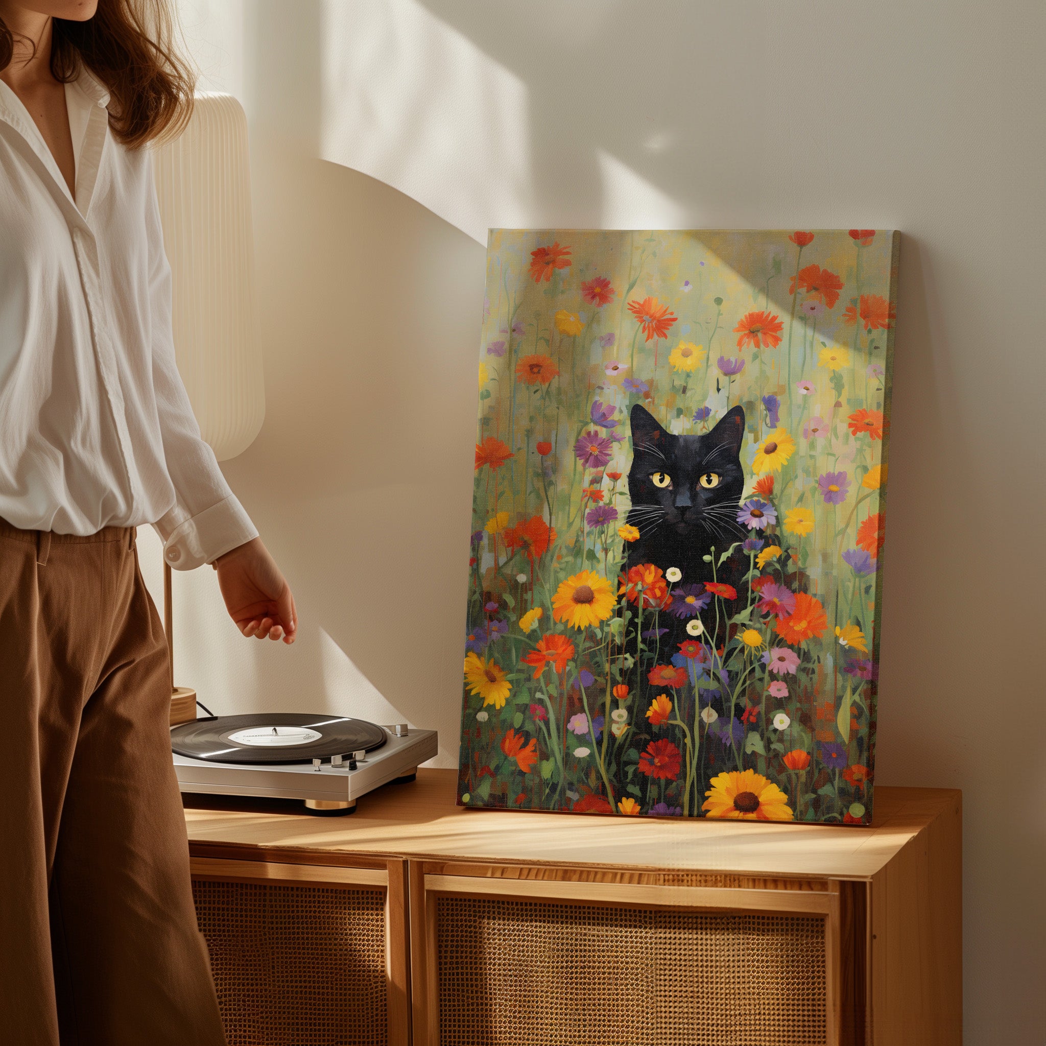 .75" Matte Canvas - Feline Floral Fantasia