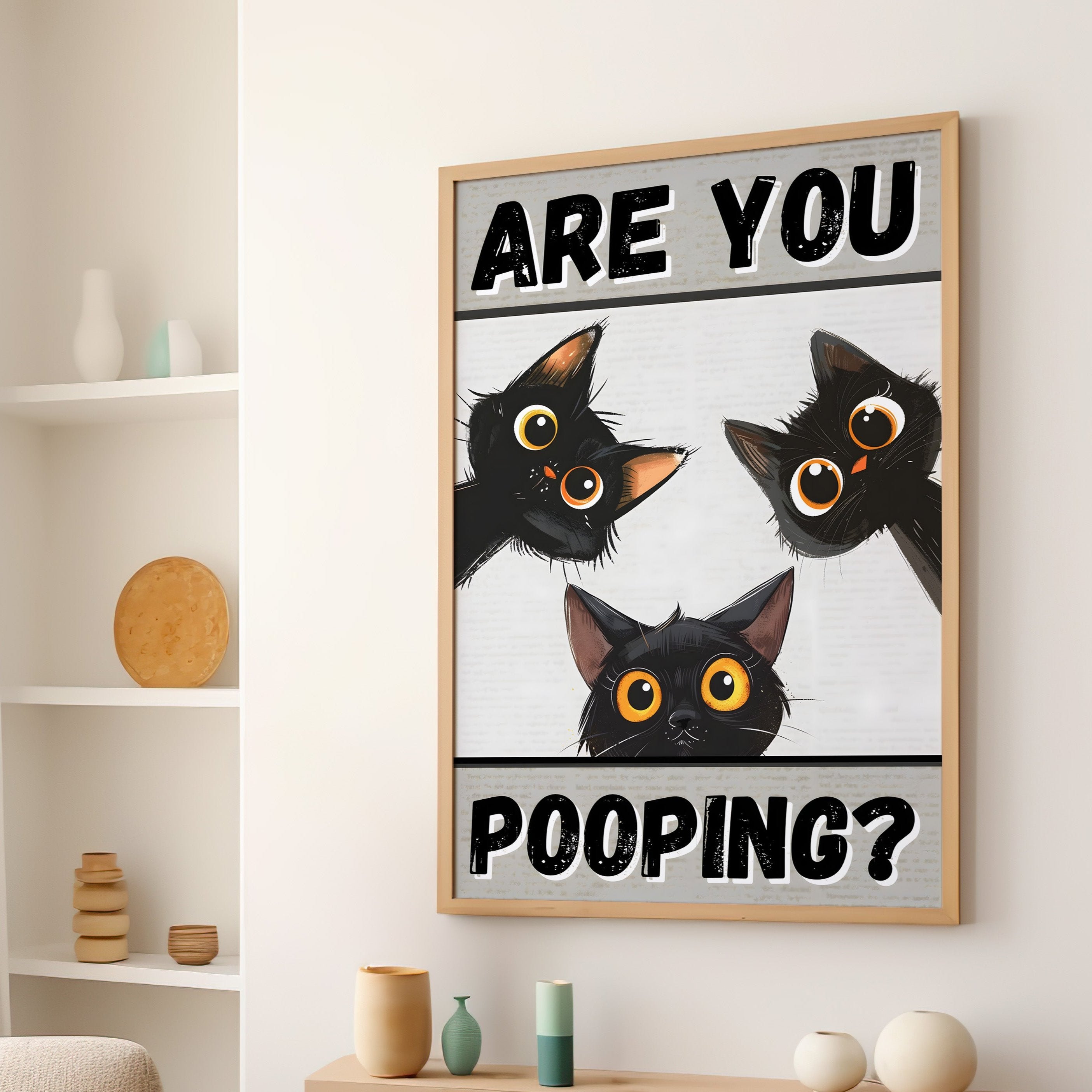 Peeking Cats Toilet Humor