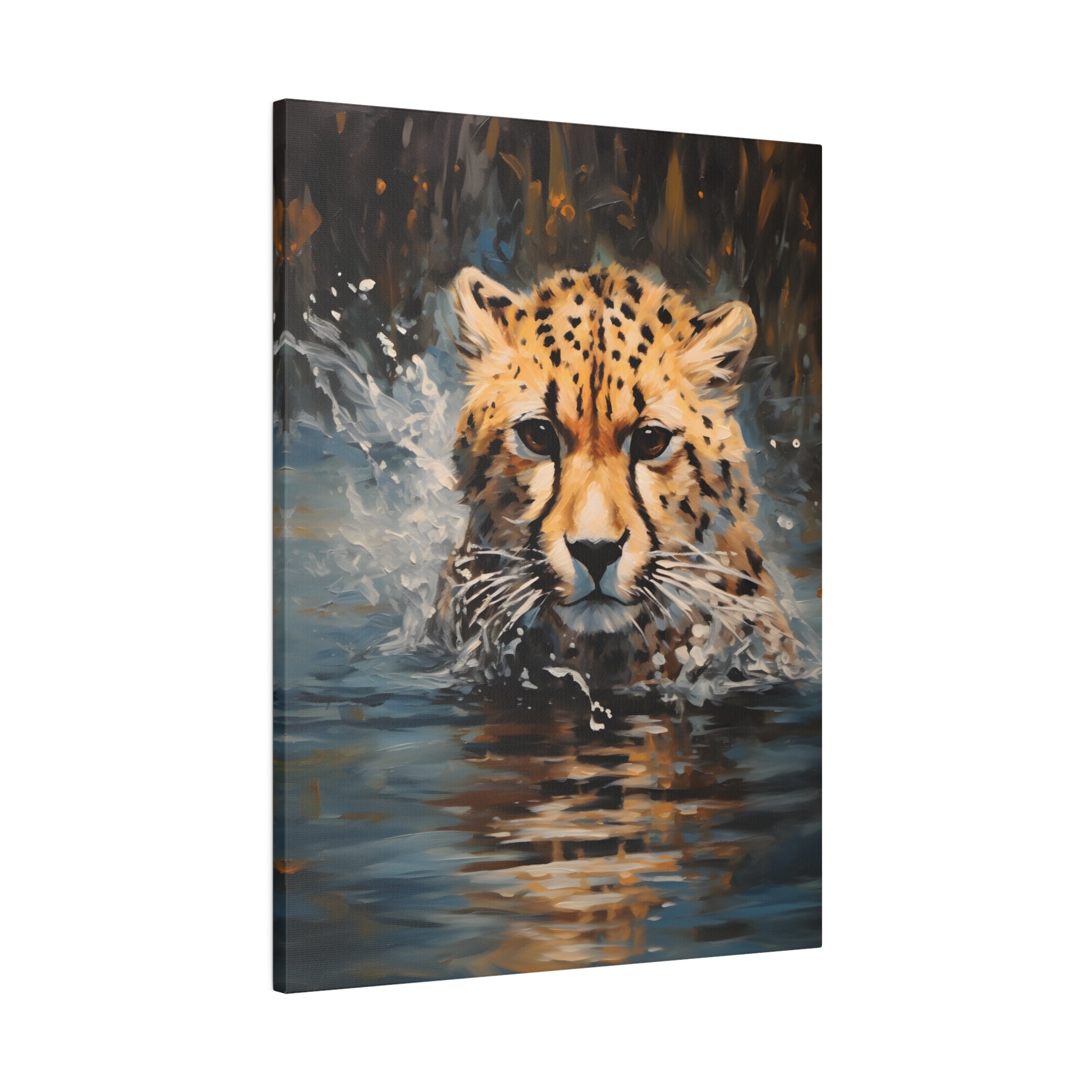 .75" Matte Canvas - Aqua Sprinting Cheetah