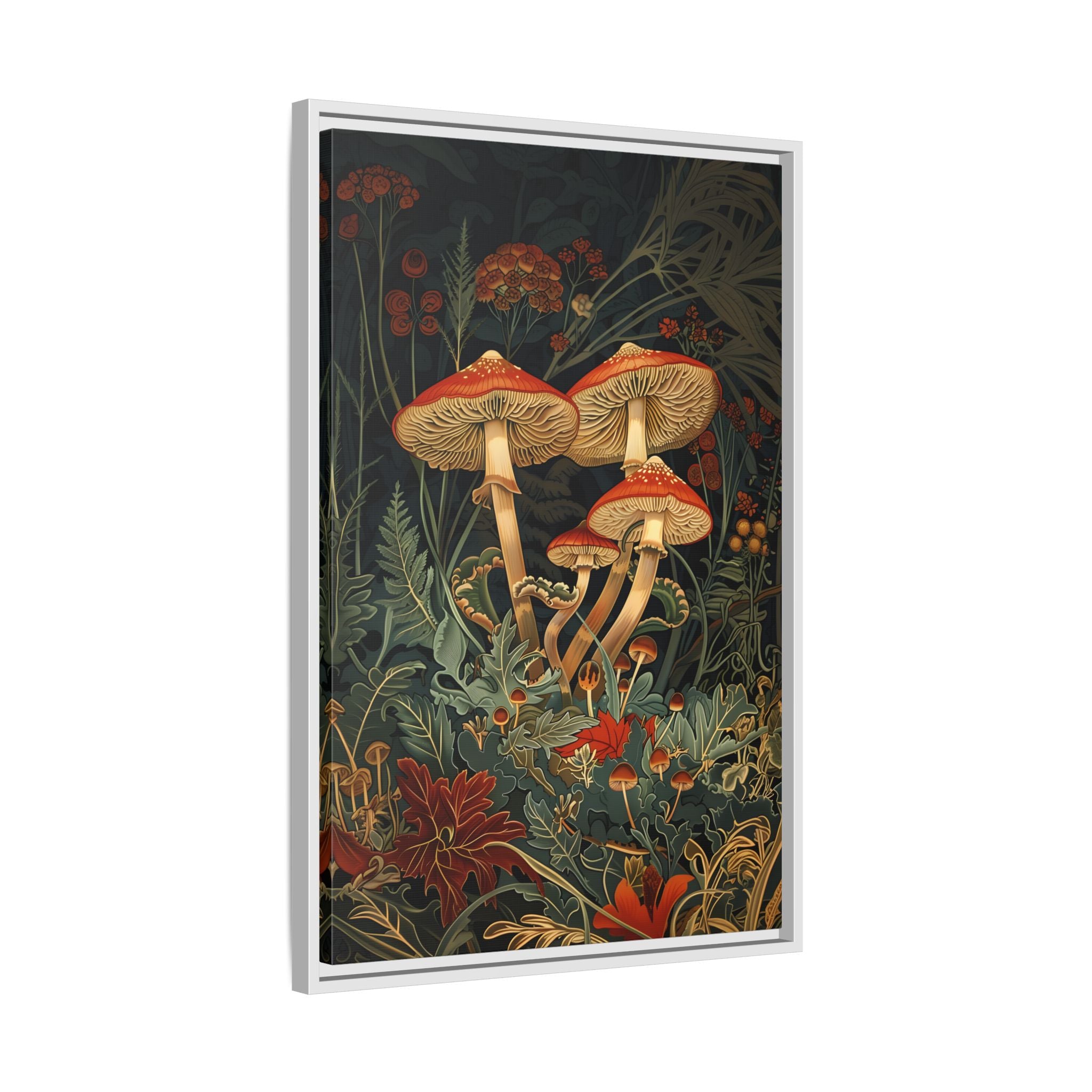Framed Canvas - Elegant Mushroom Reverie
