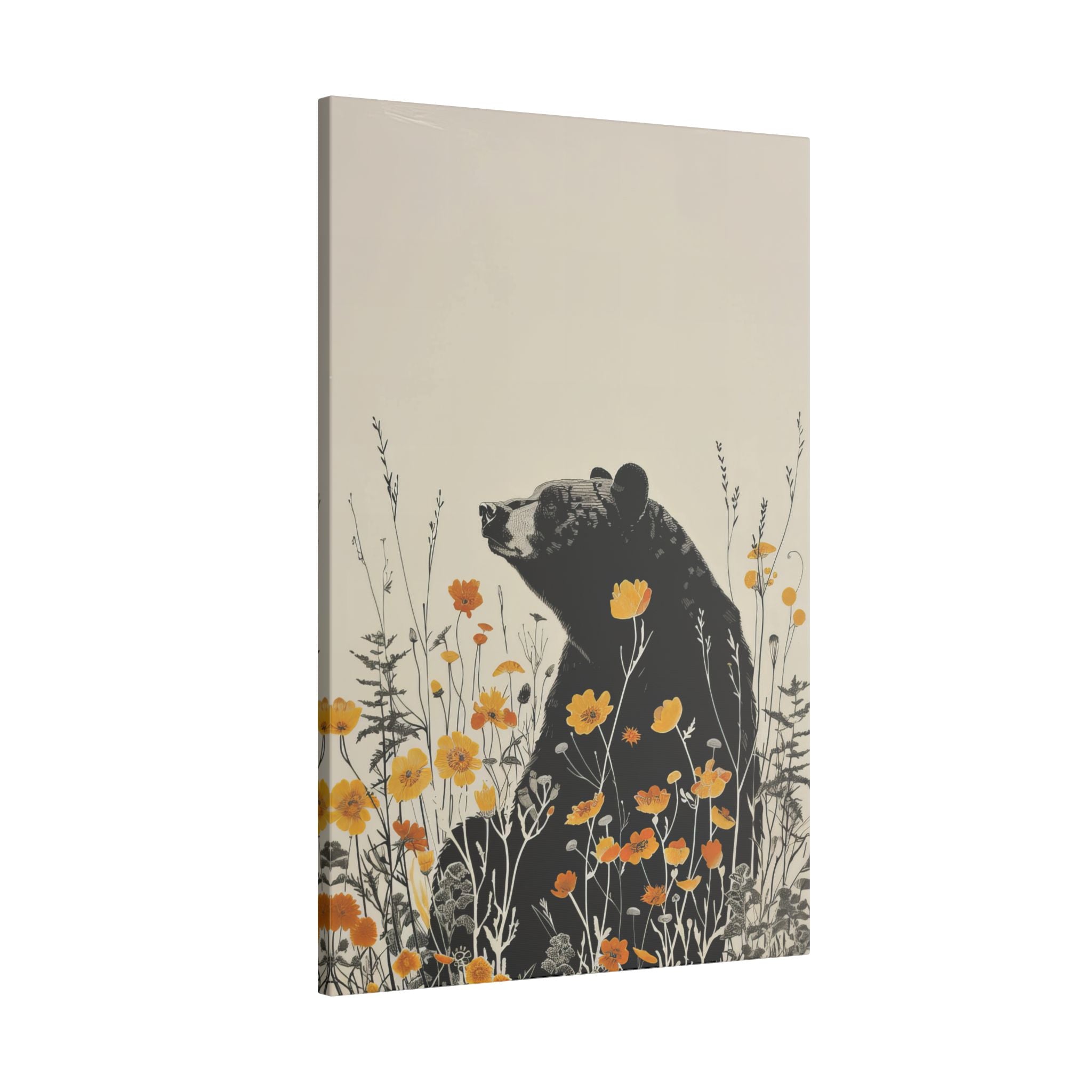 .75" Matte Canvas - Black Bear in Wildflowers