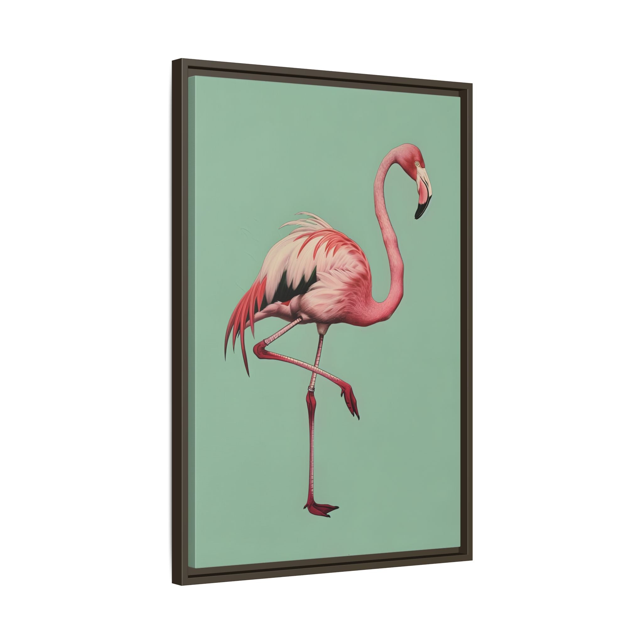 Framed Canvas - Pink Flamingo Tropical