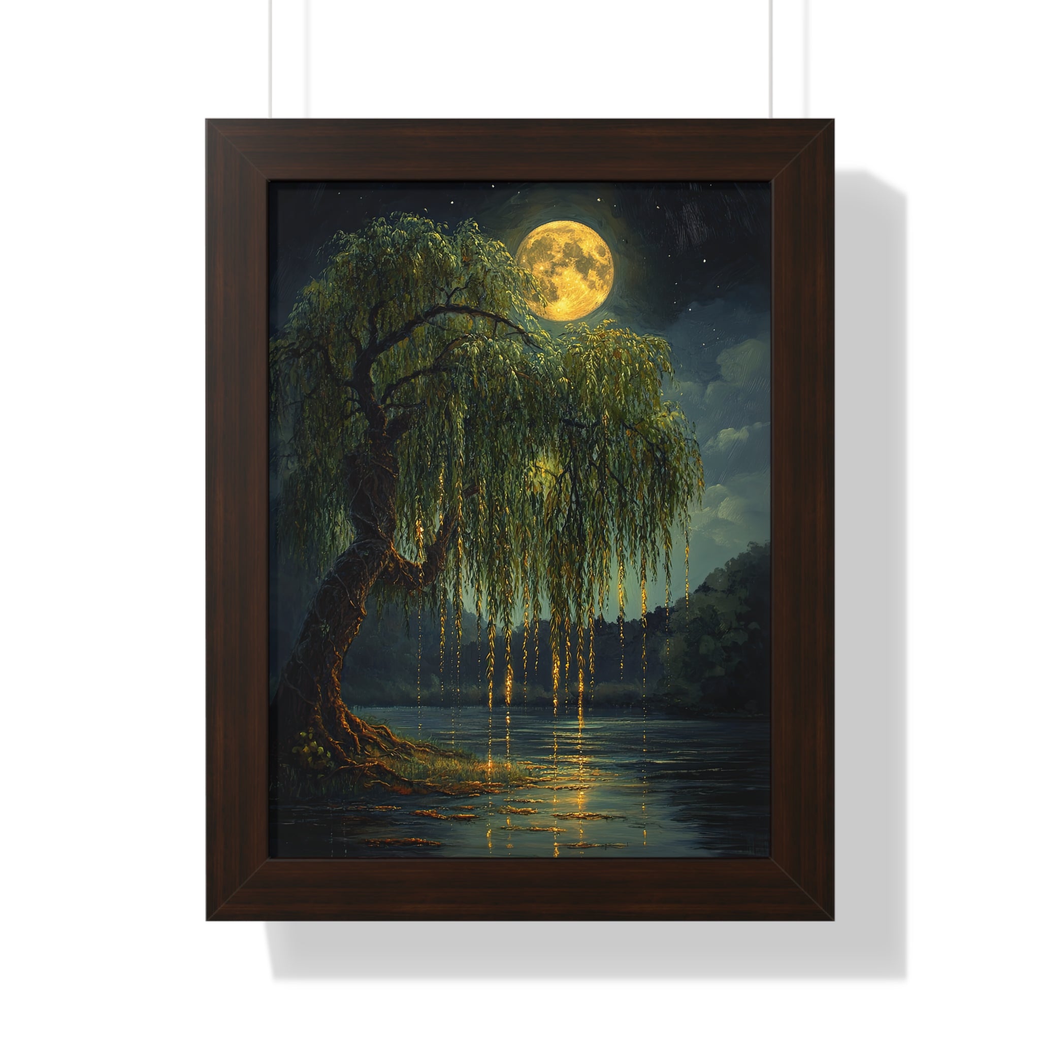 Framed Paper Print - Moonlit Willow Glow