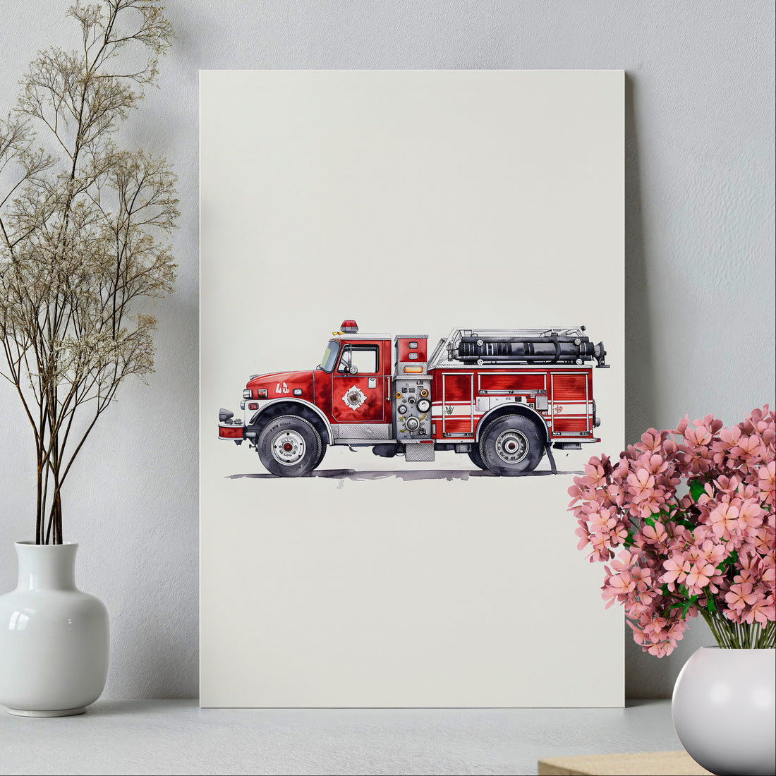 .75" Matte Canvas - Classic Pumper Firetruck