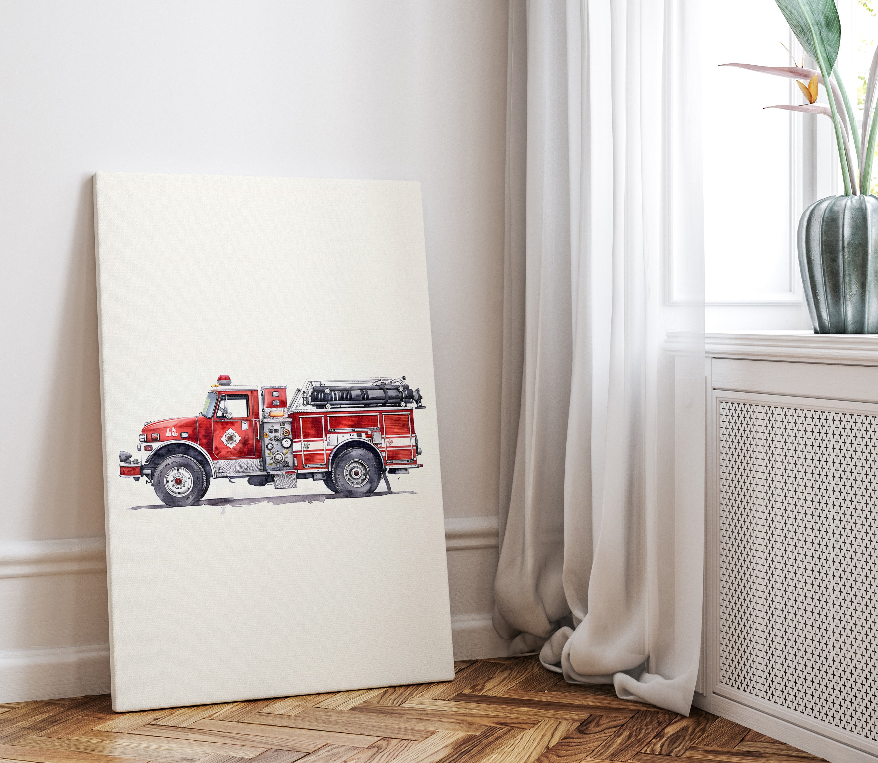 .75" Matte Canvas - Classic Pumper Firetruck