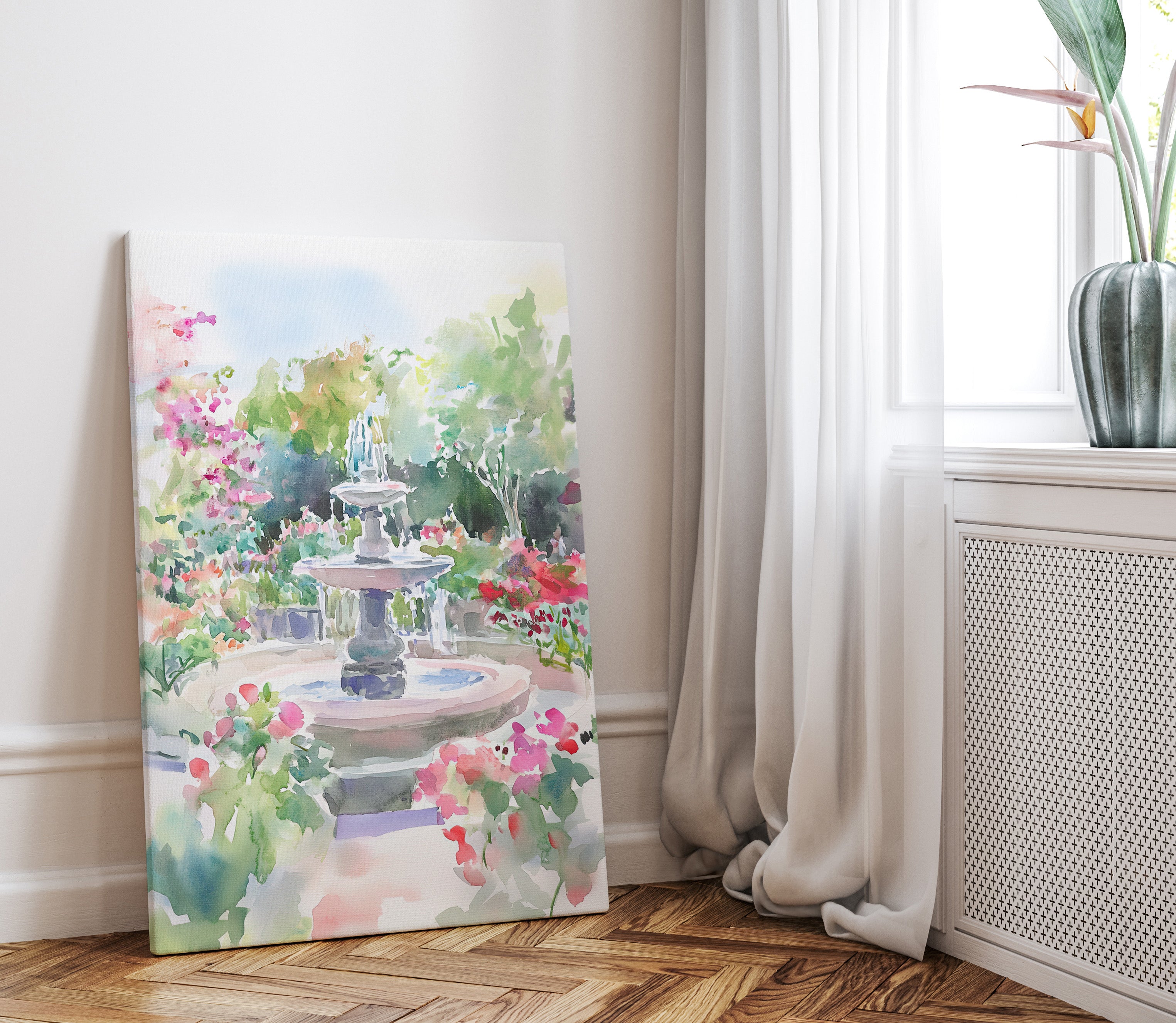 .75" Matte Canvas - Charleston Garden Fountain View