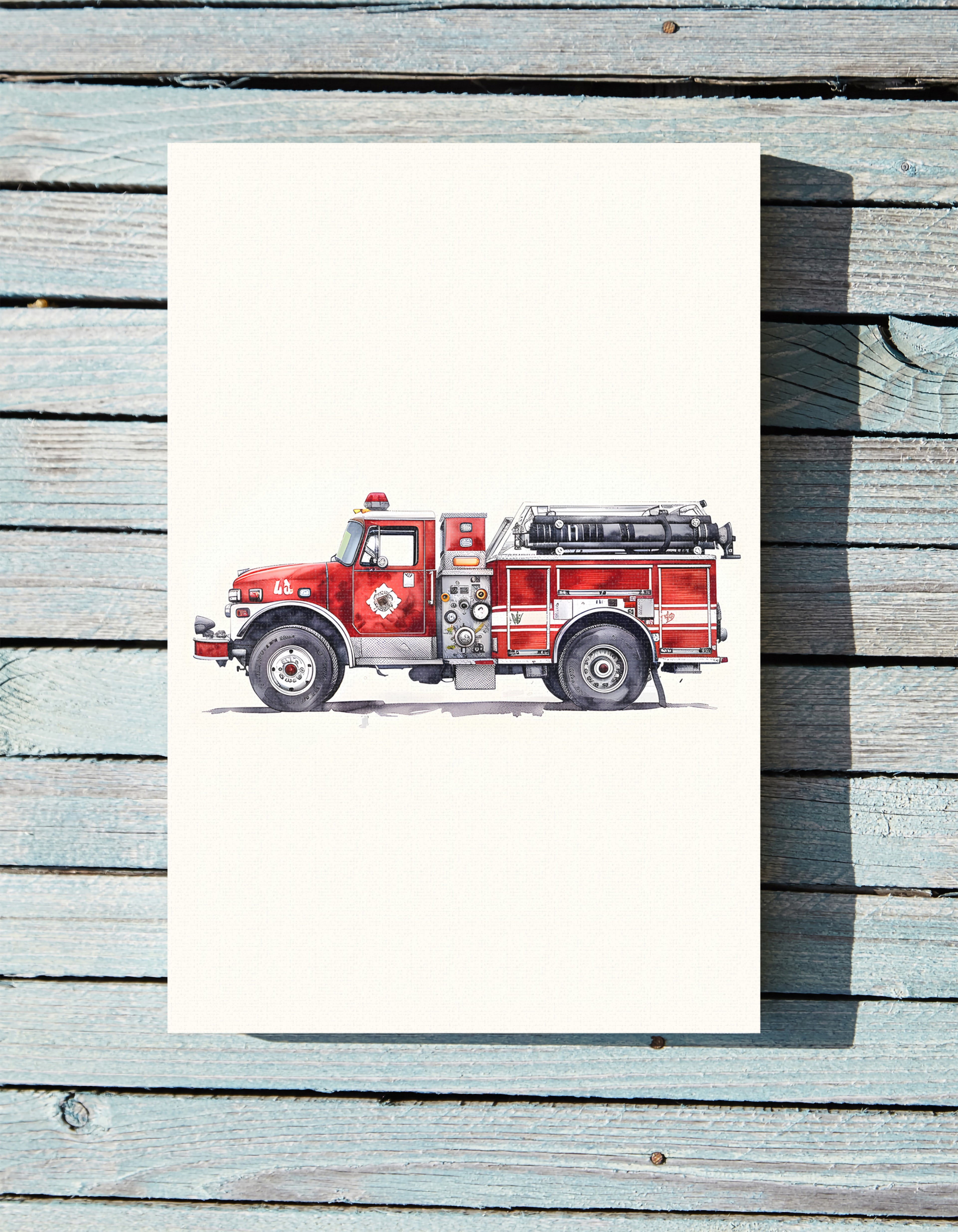 .75" Matte Canvas - Classic Pumper Firetruck