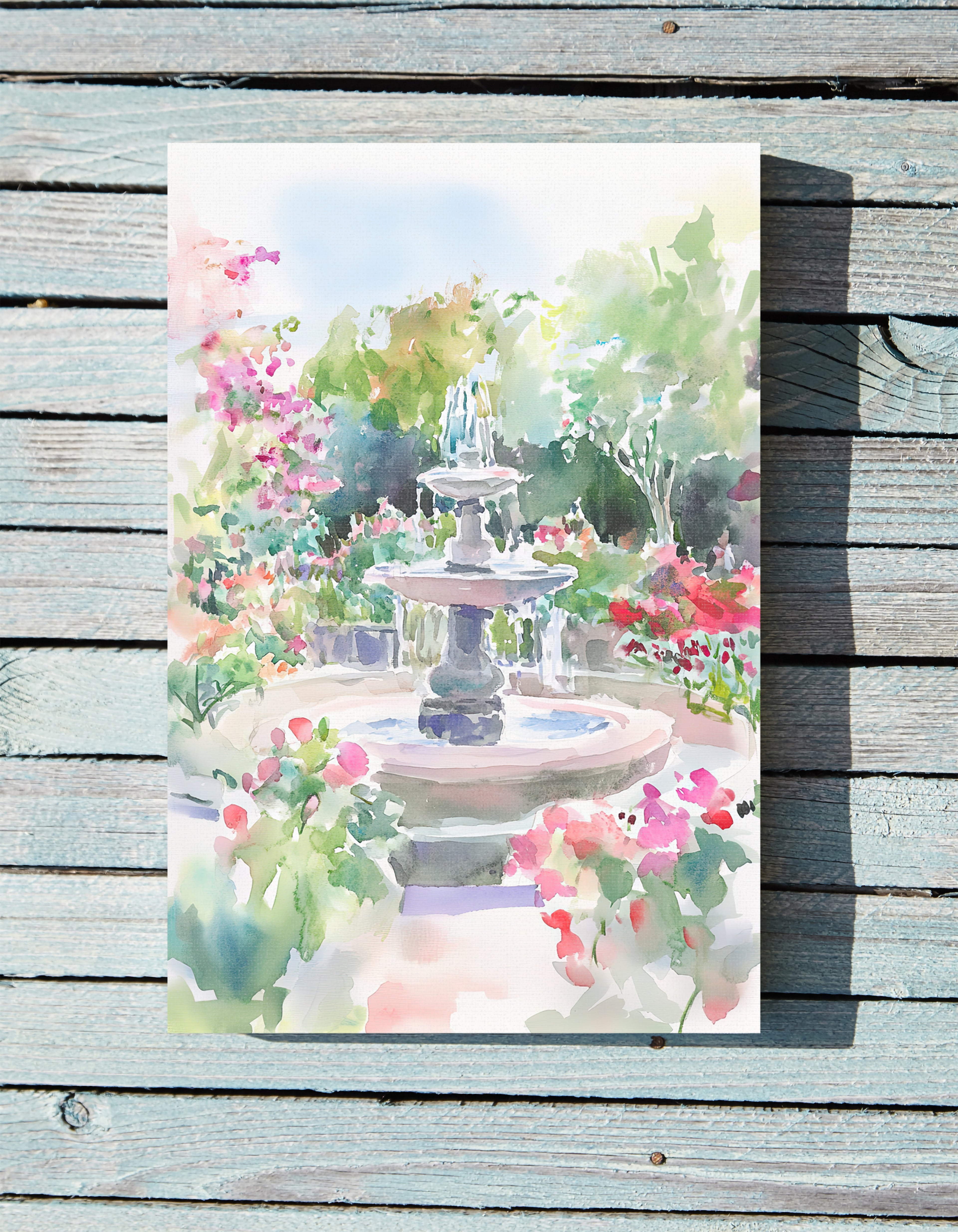 .75" Matte Canvas - Charleston Garden Fountain View