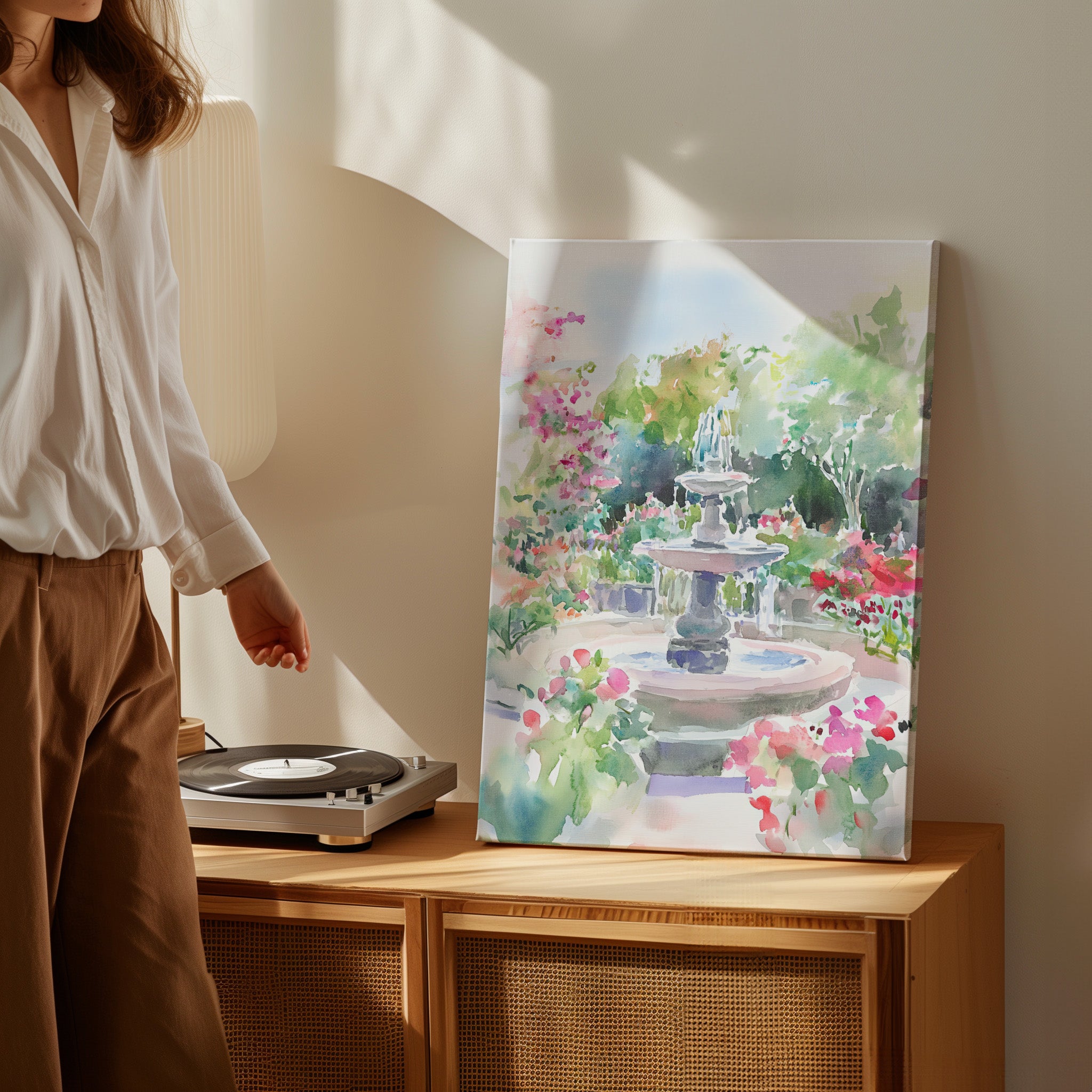.75" Matte Canvas - Charleston Garden Fountain View