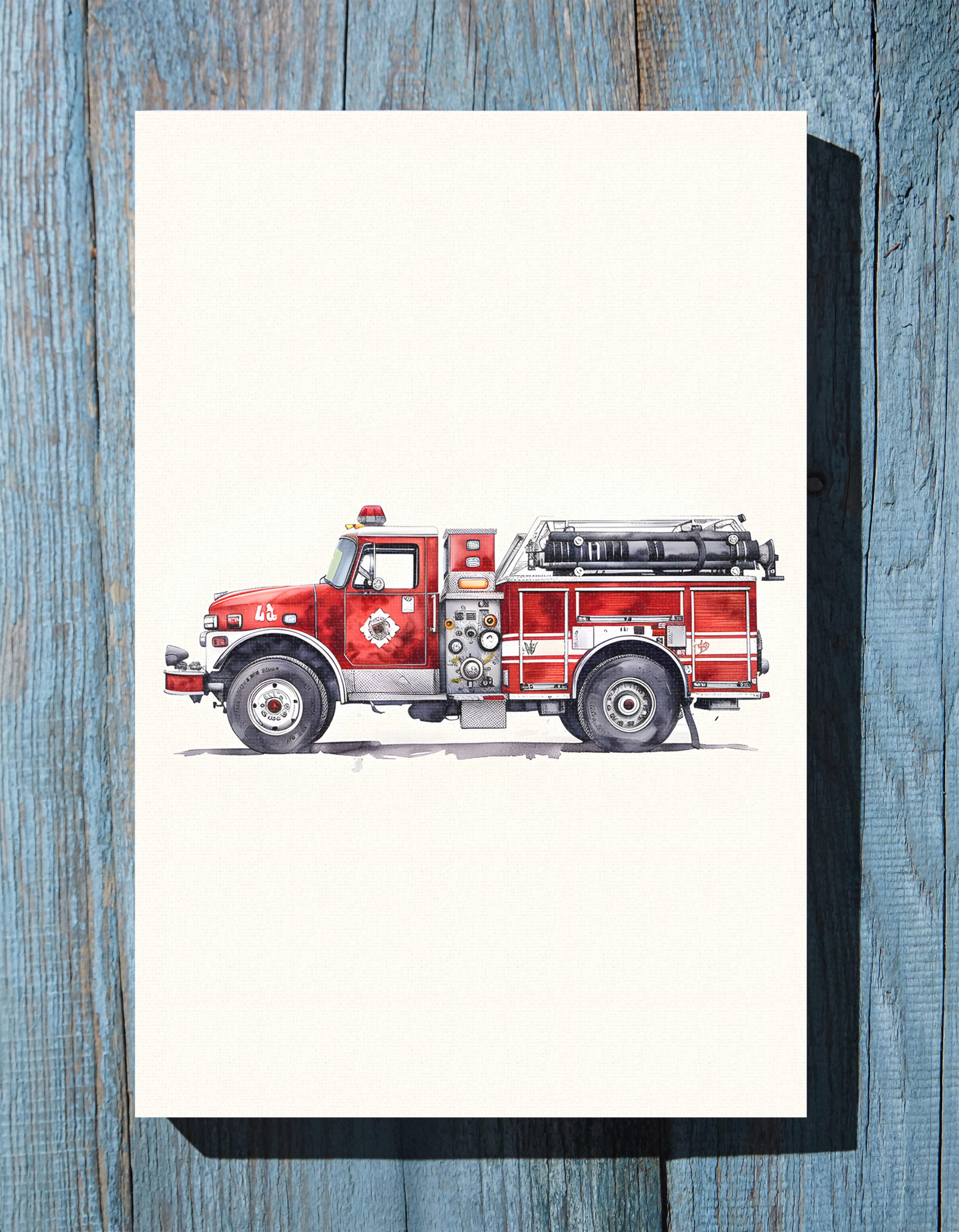 .75" Matte Canvas - Classic Pumper Firetruck