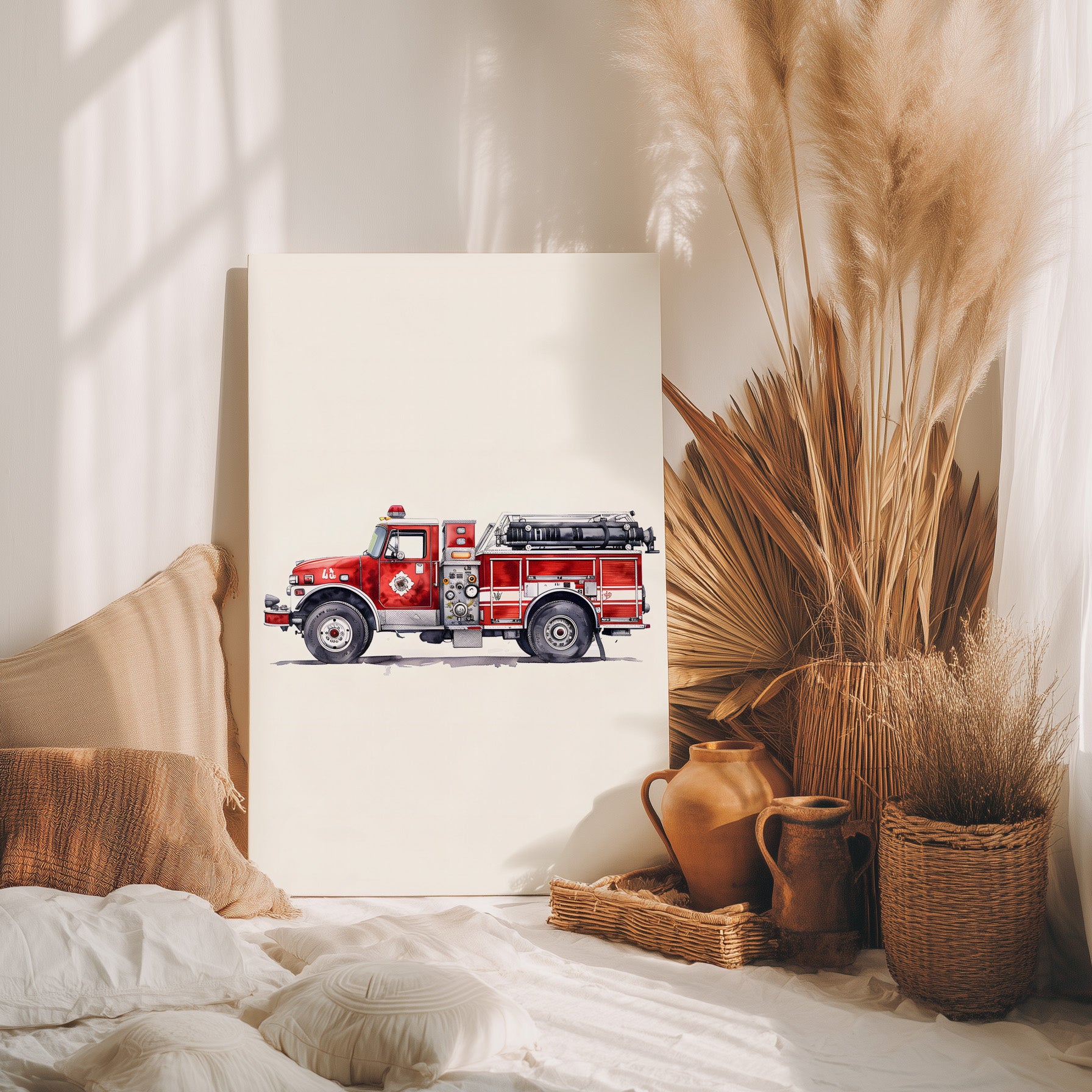 .75" Matte Canvas - Classic Pumper Firetruck