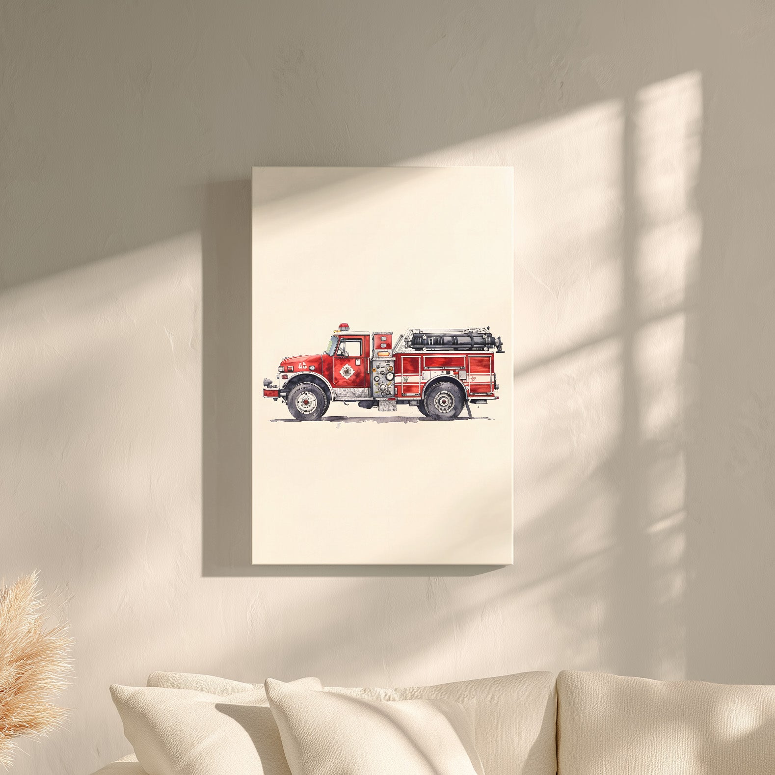 .75" Matte Canvas - Classic Pumper Firetruck