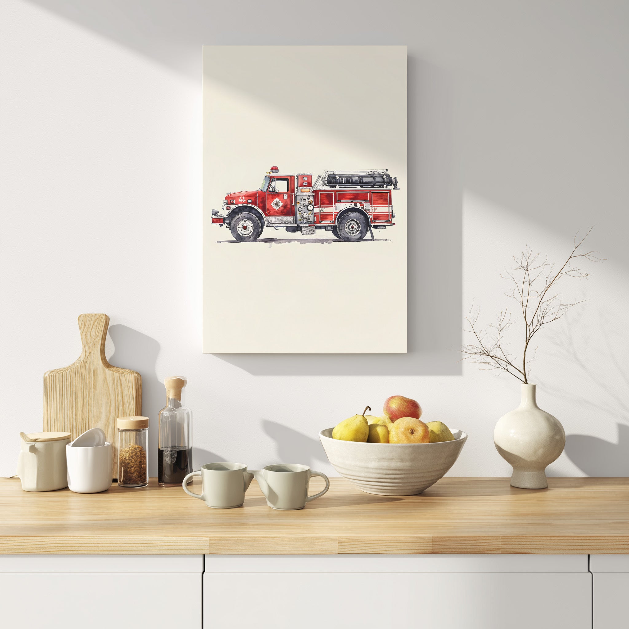 .75" Matte Canvas - Classic Pumper Firetruck