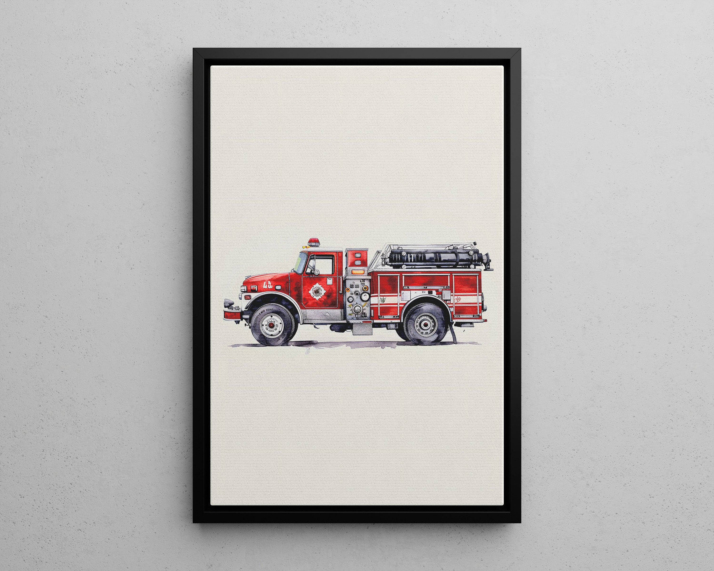 Framed Canvas - Classic Pumper Firetruck
