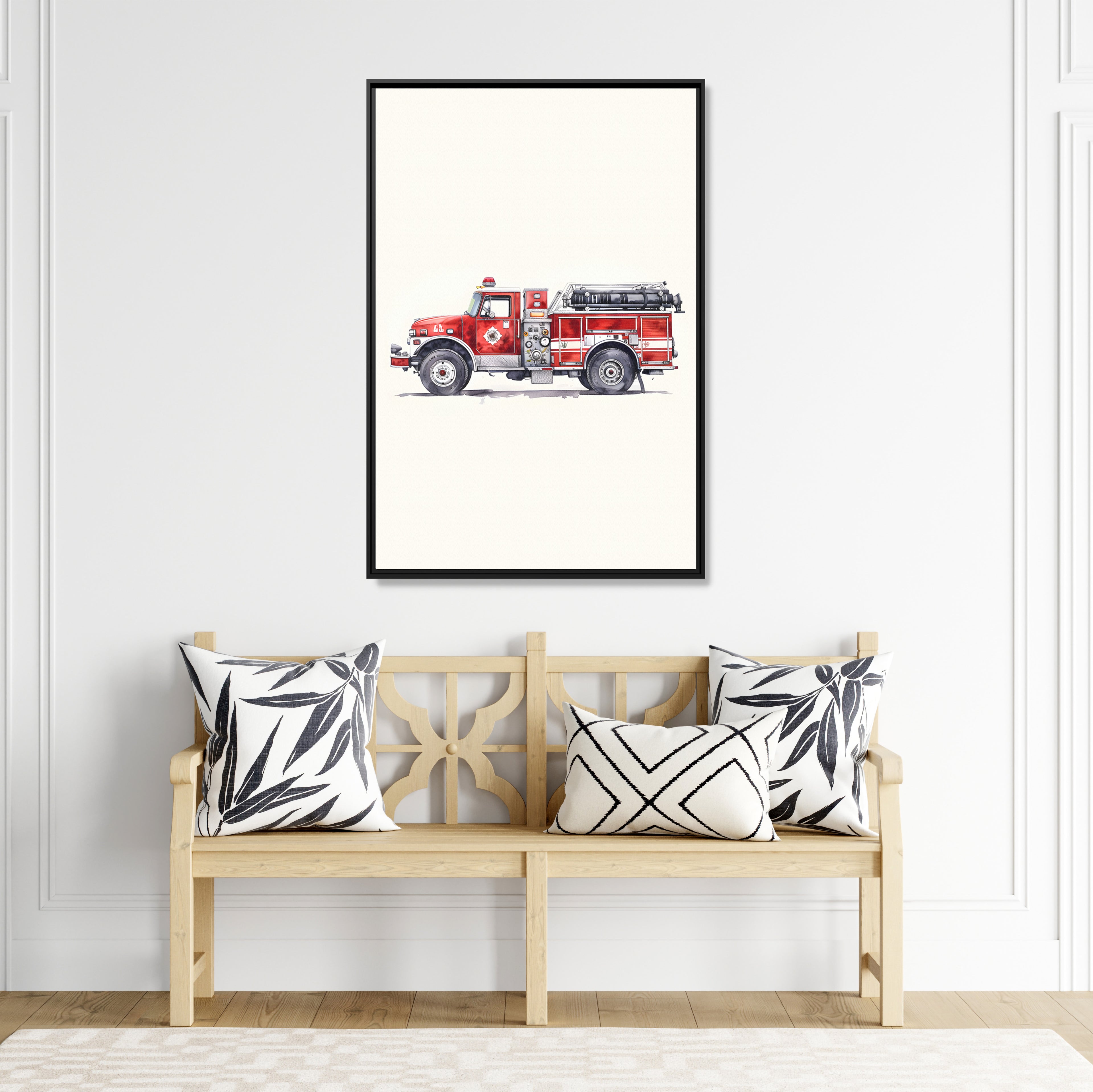 Framed Canvas - Classic Pumper Firetruck
