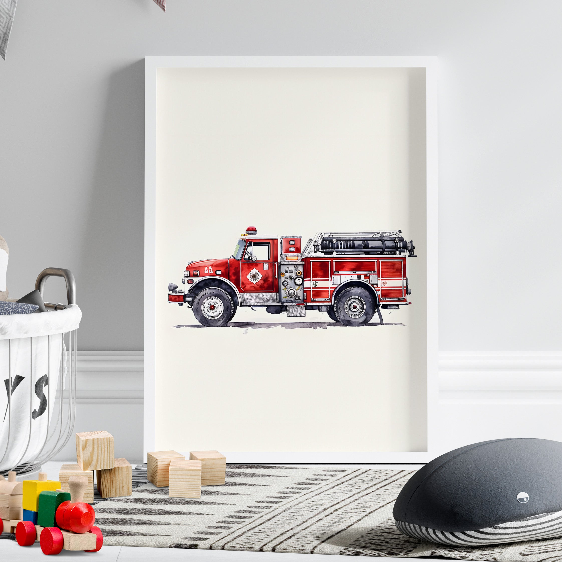 Framed Paper Print - Classic Pumper Firetruck