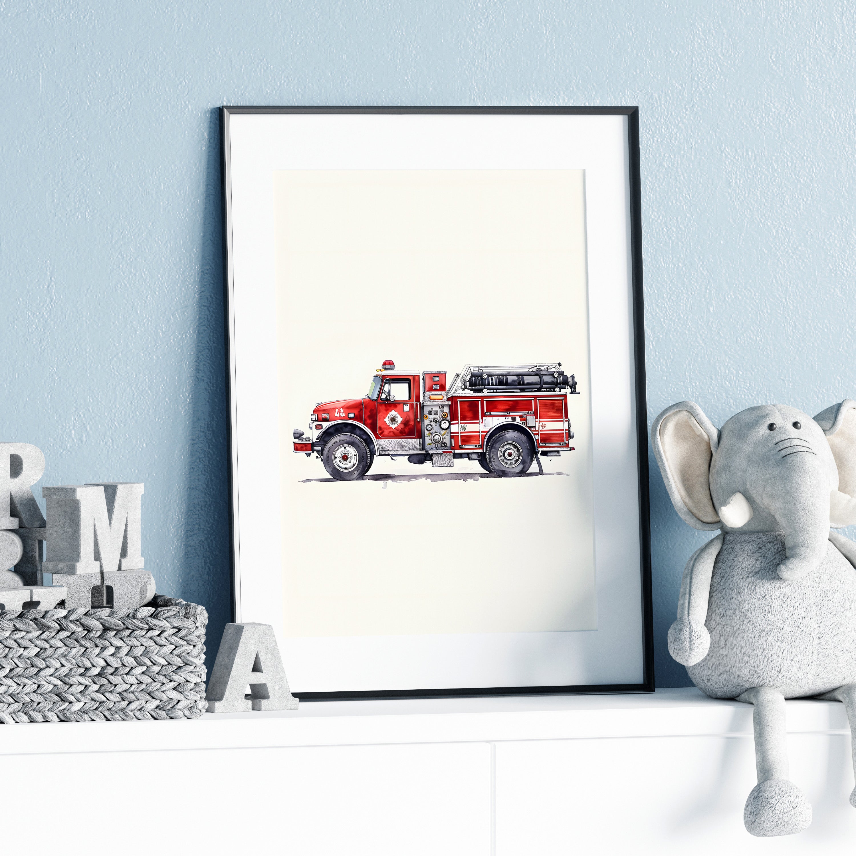 Framed Paper Print - Classic Pumper Firetruck