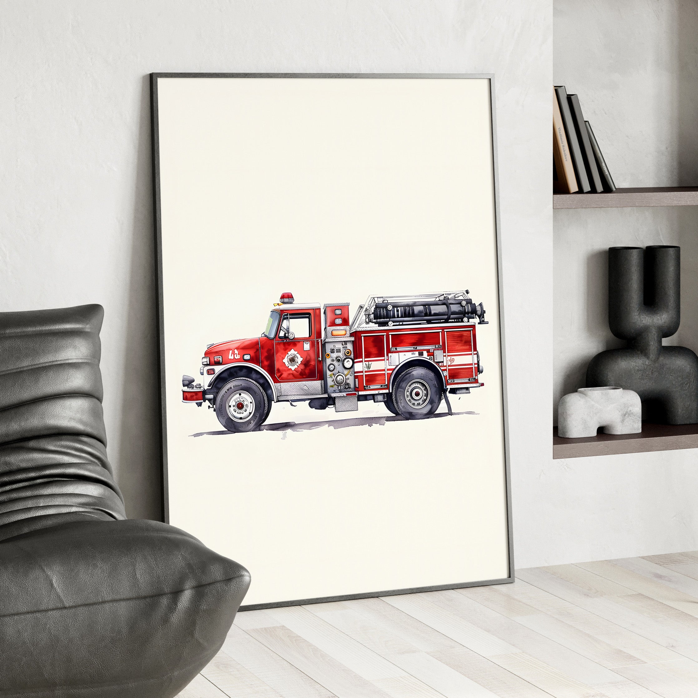 Framed Paper Print - Classic Pumper Firetruck